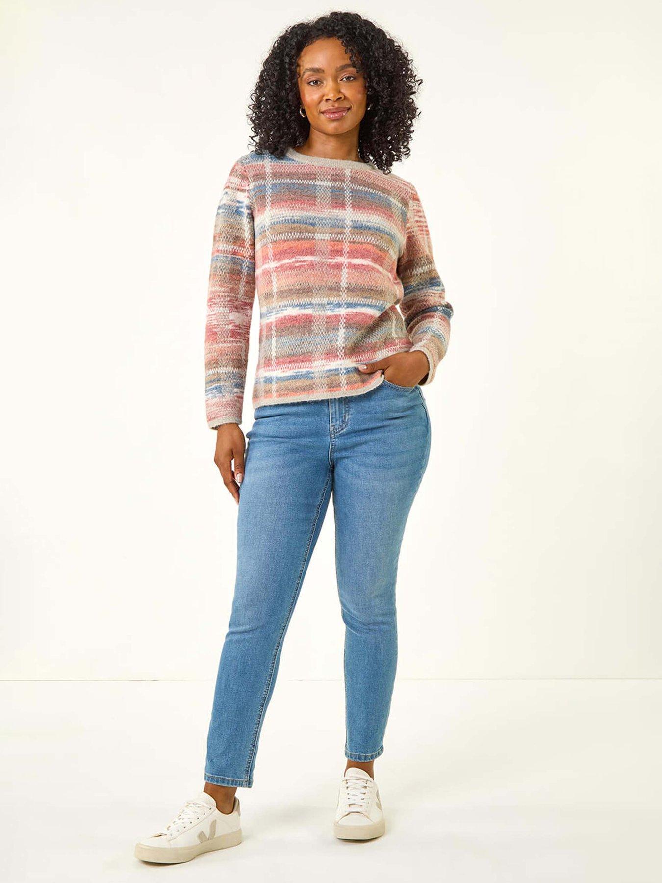 Image 3 of 5 of Roman Petite Check Knit Jumper - Blue