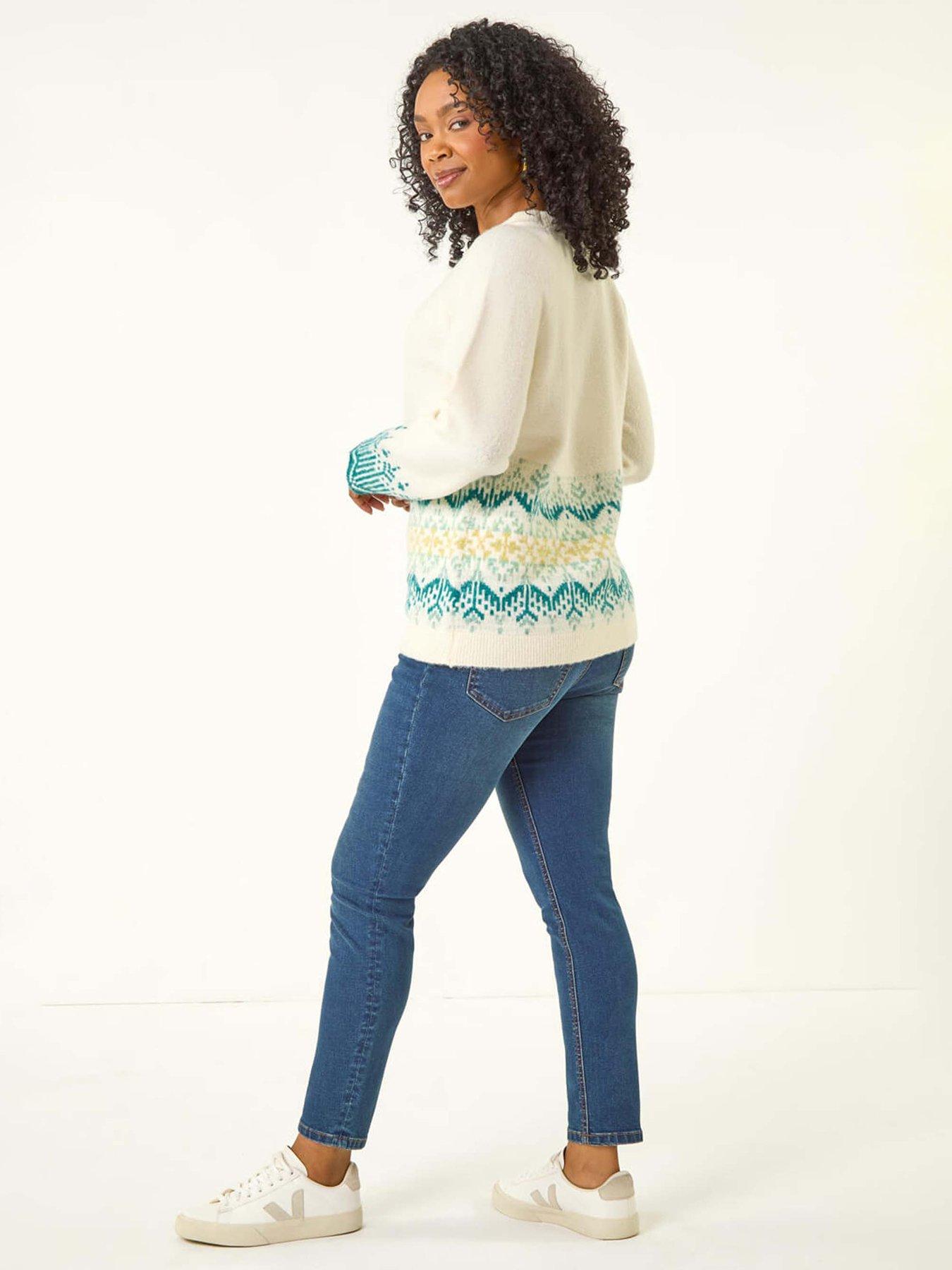  image of roman-petite-fairisle-knit-jumper-white