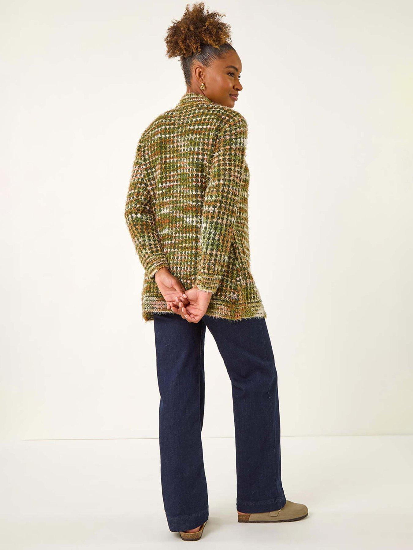 Image 2 of 5 of Roman Space Dye Fluffy Knit Cardigan - Green