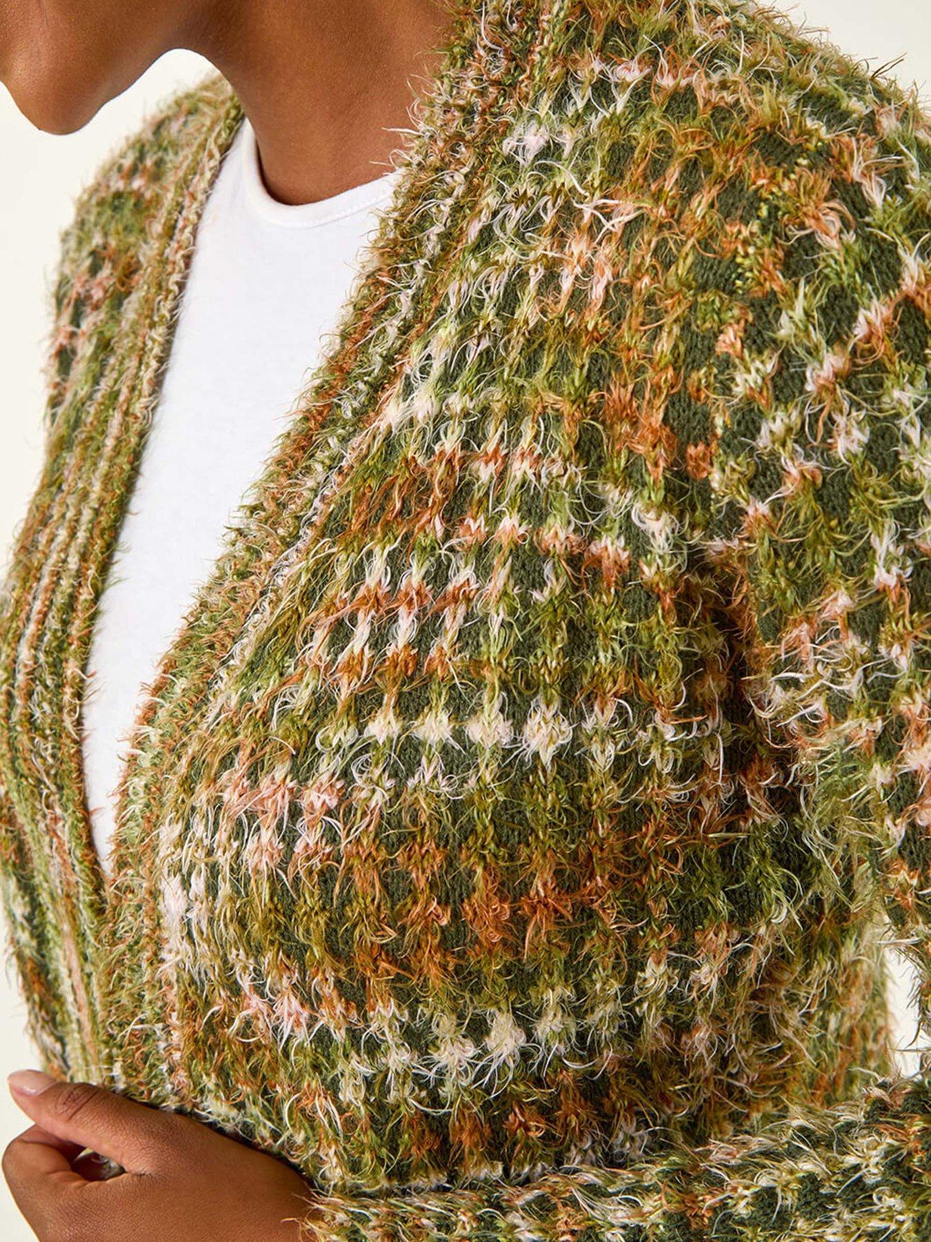 Image 5 of 5 of Roman Space Dye Fluffy Knit Cardigan - Green
