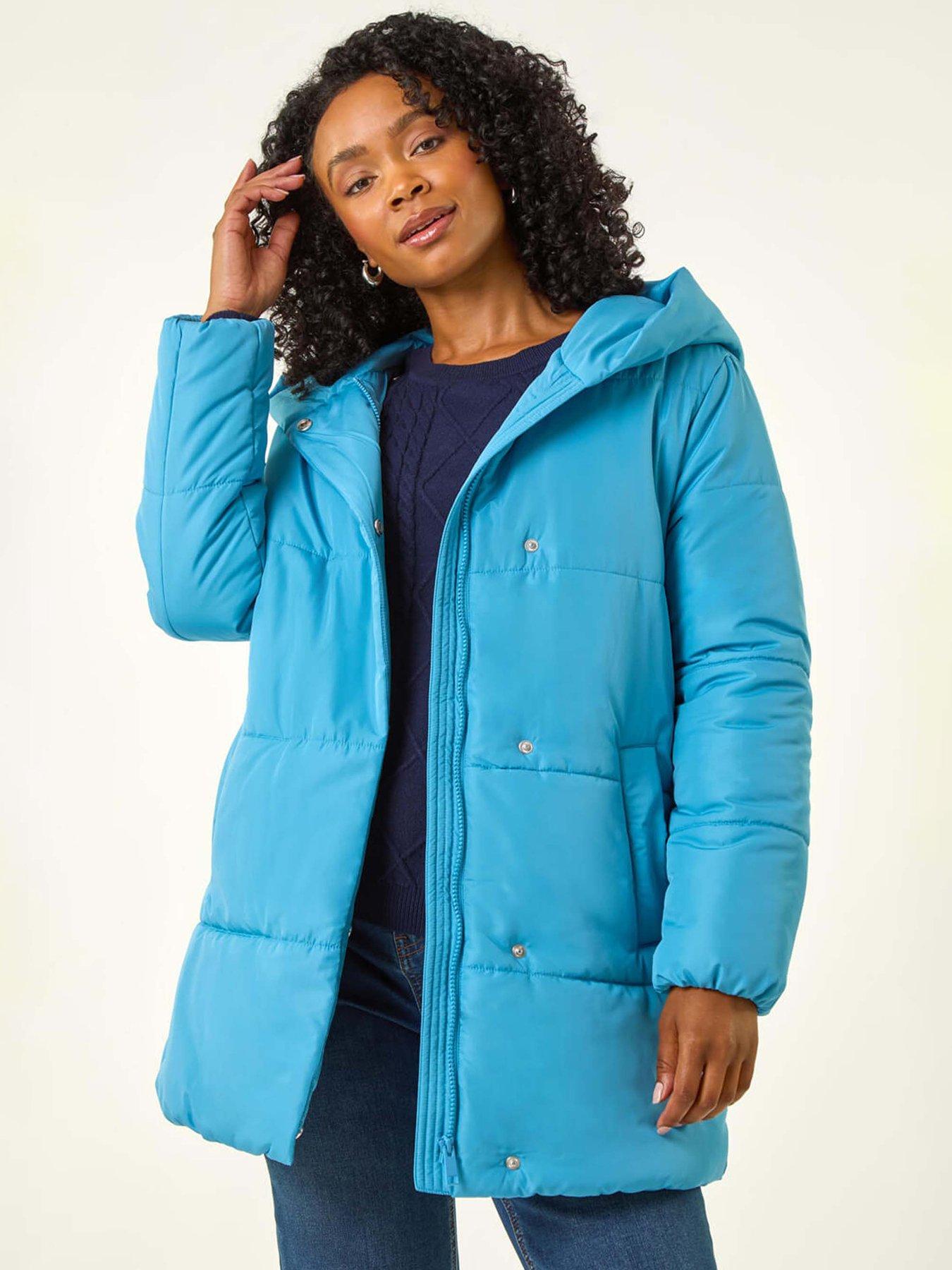 Roman Petite Hooded Quilted Puffer Coat Blue Littlewoods