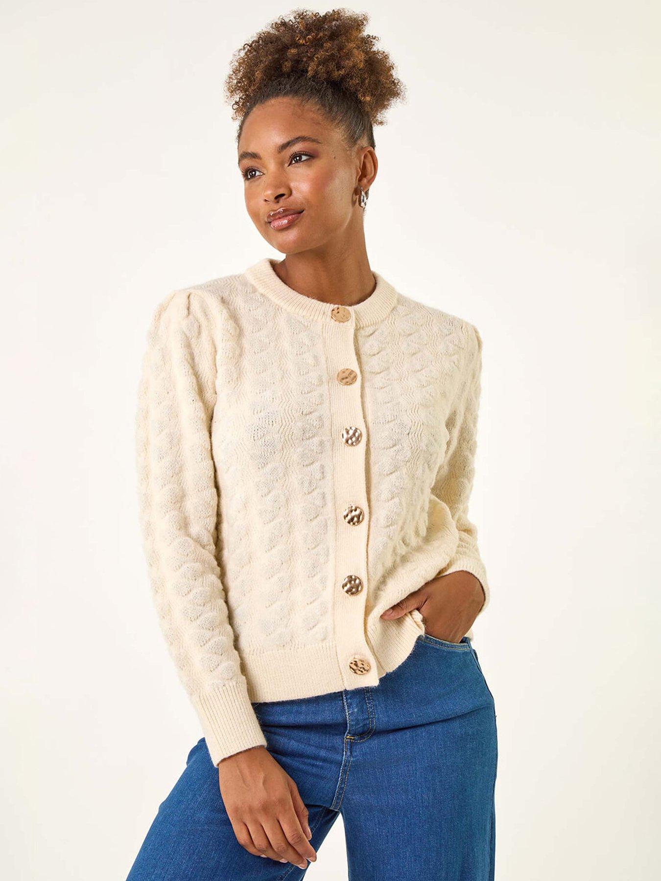  image of roman-textured-buttoned-knit-cardigan-white
