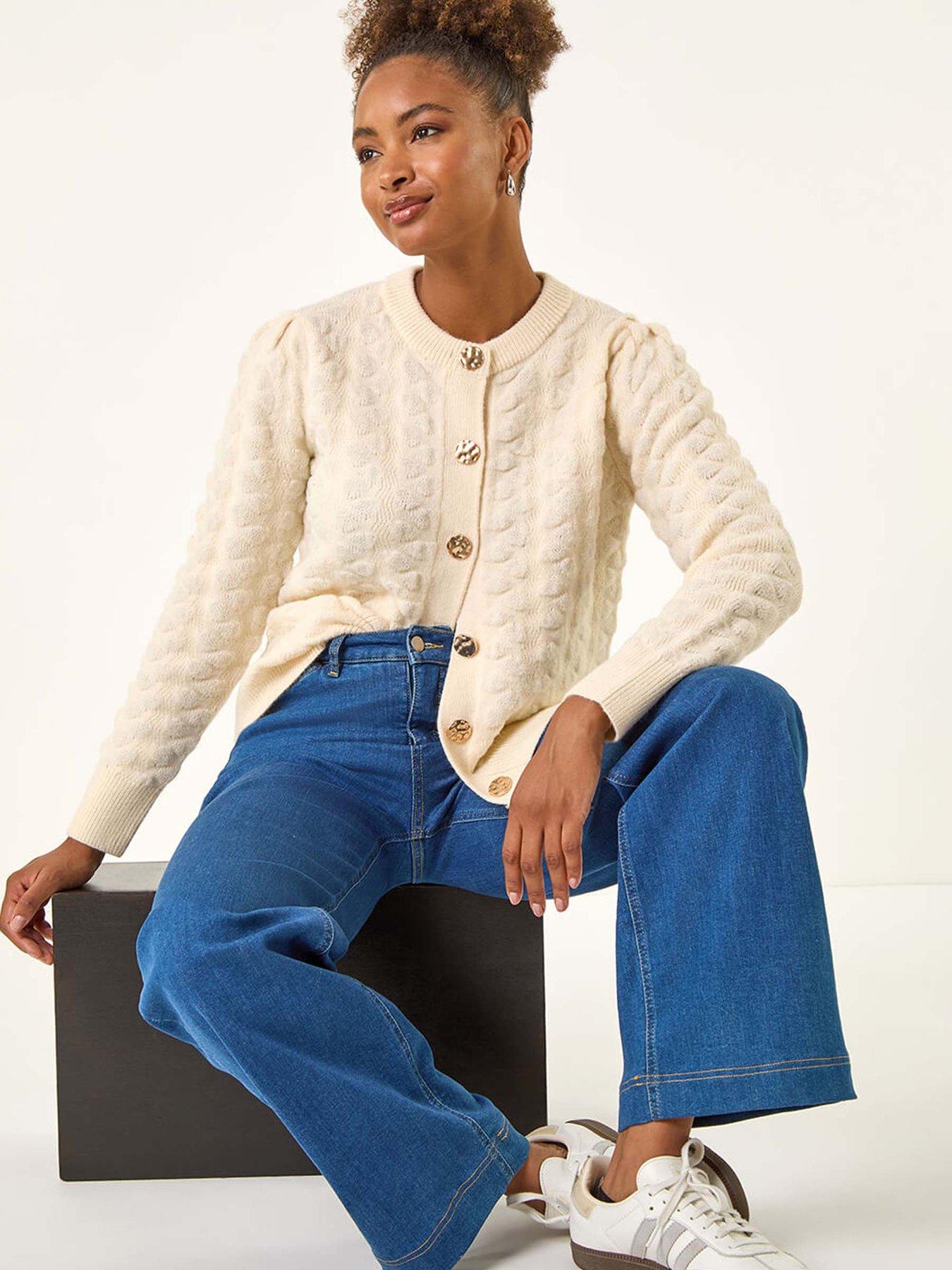  image of roman-textured-buttoned-knit-cardigan-white