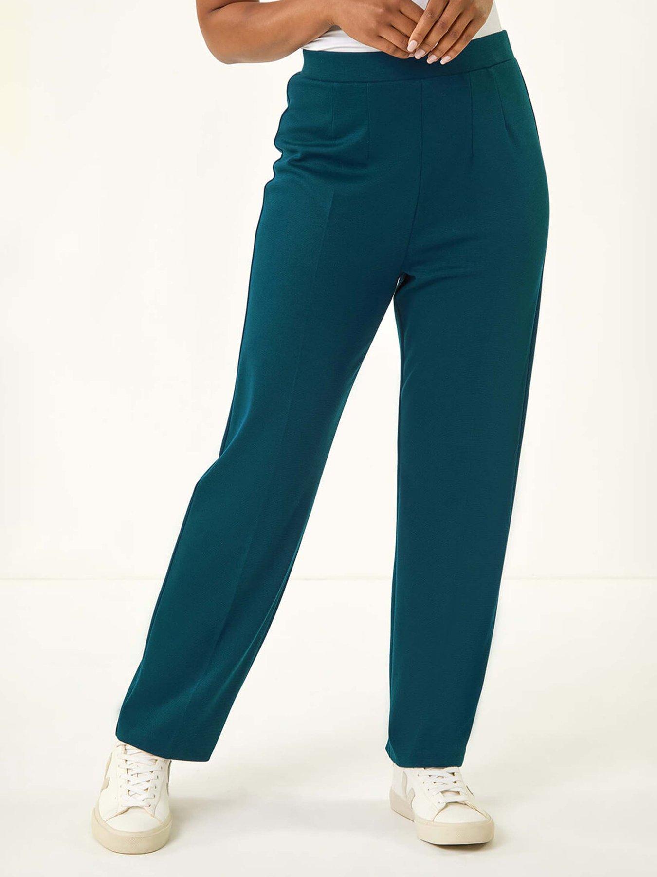 undefined Petite Straight Leg Ponte Stretch Trouser - Blue