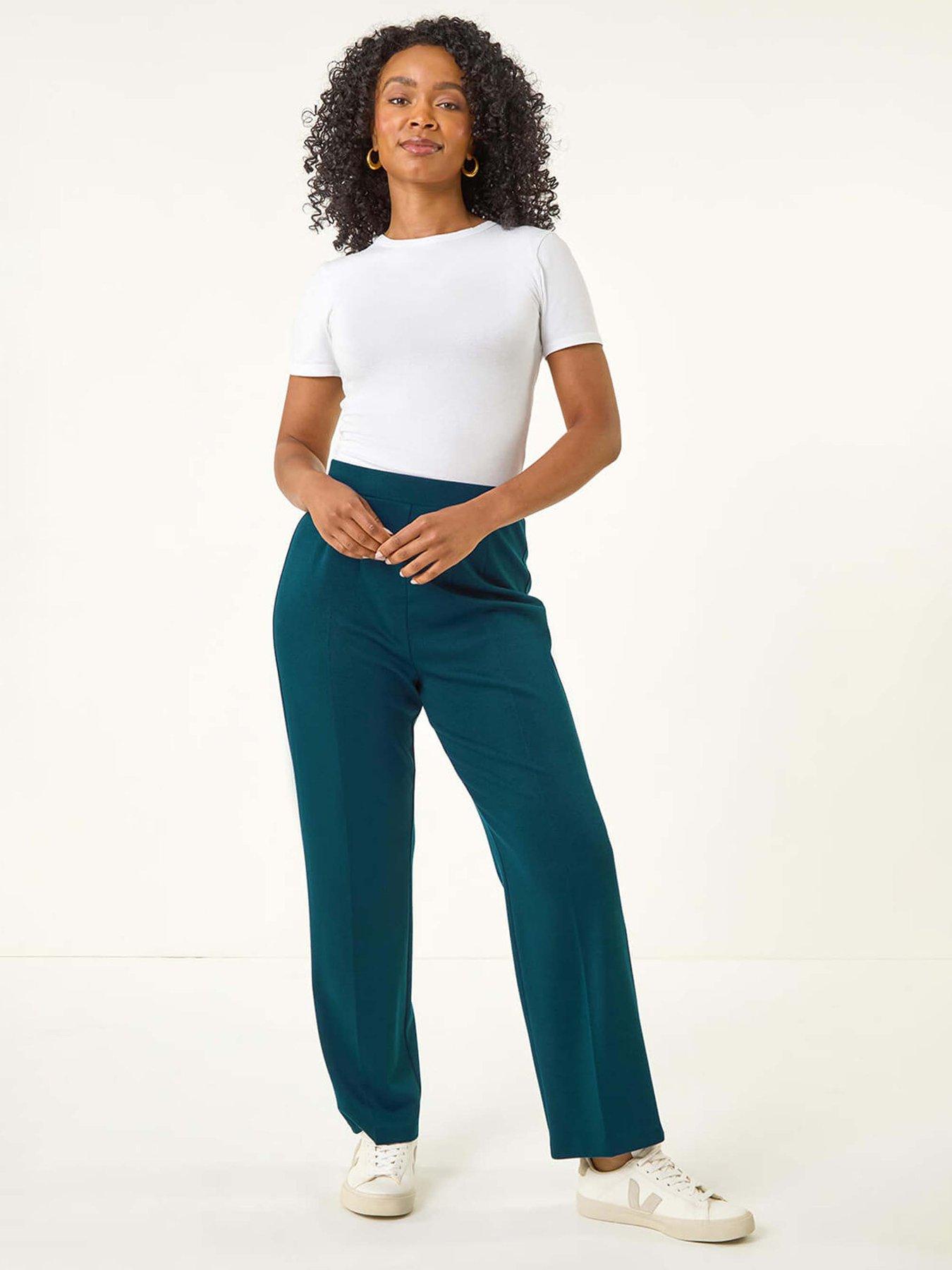Image 3 of 5 of Roman Petite Straight Leg Ponte Stretch Trouser - Blue