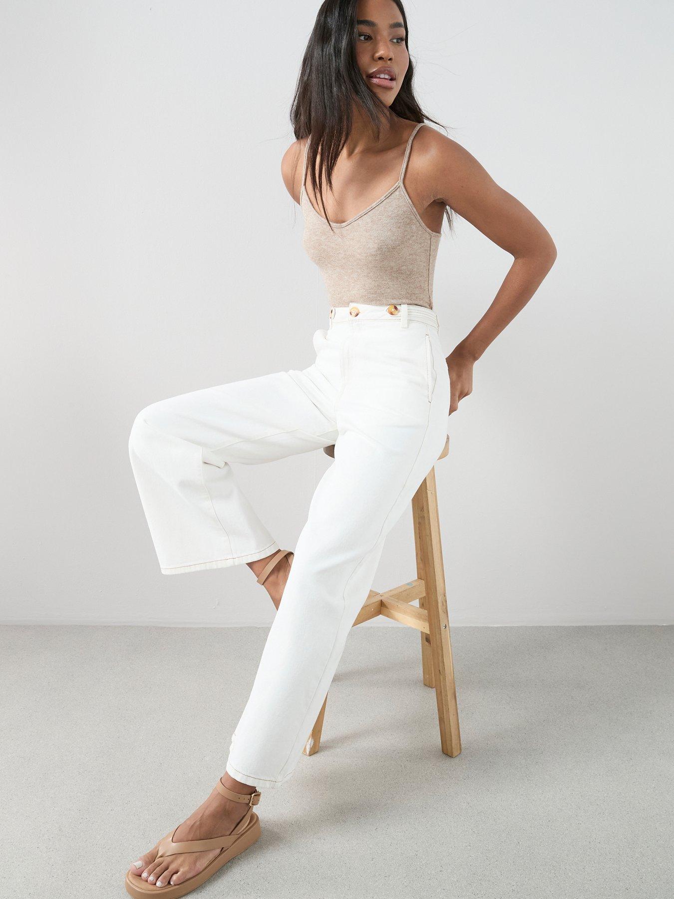 The Very Collection High Waist Wide Leg Jeans - Ecru