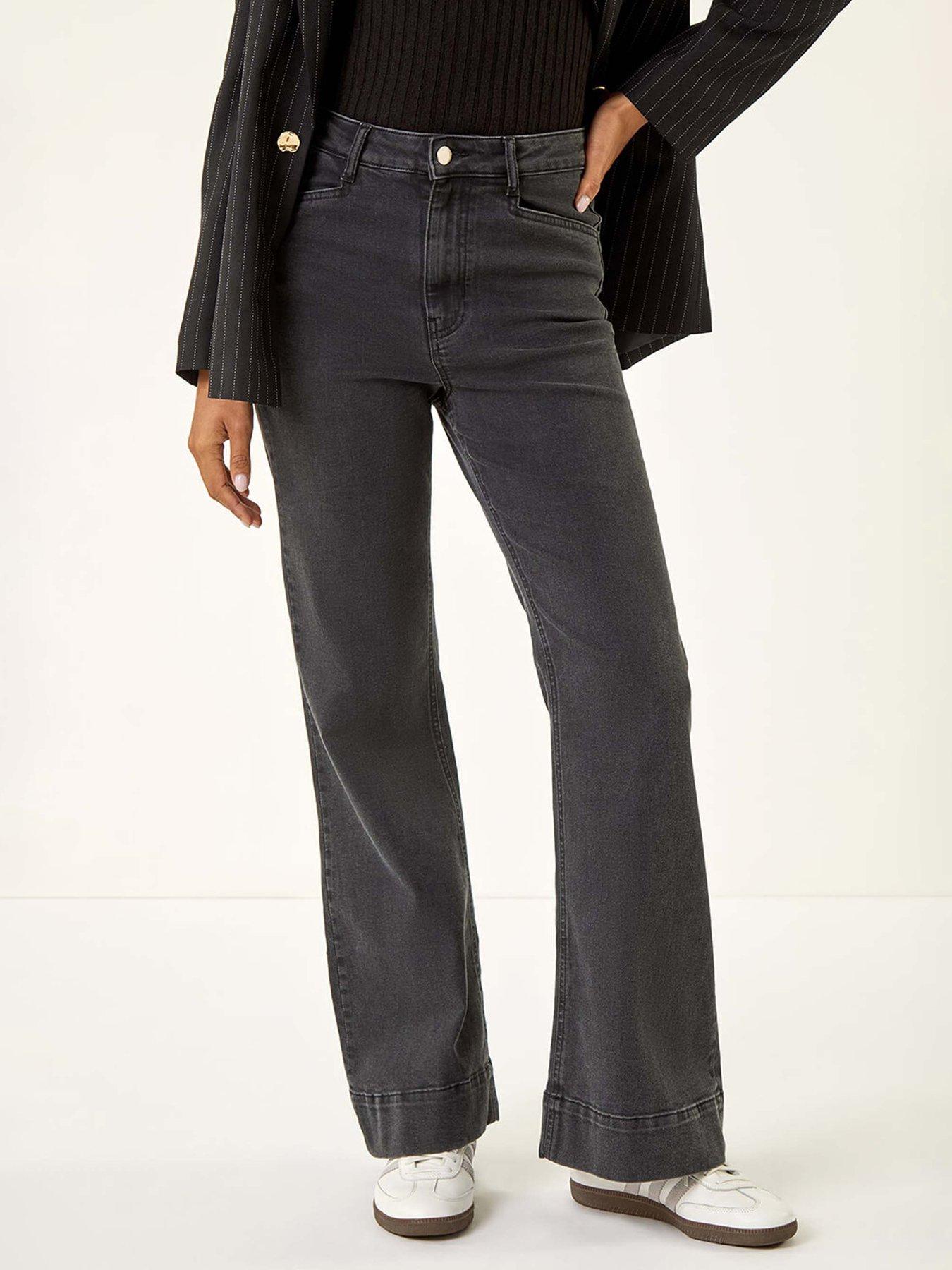 Roman Pocket Stretch Flare Jeans - Grey