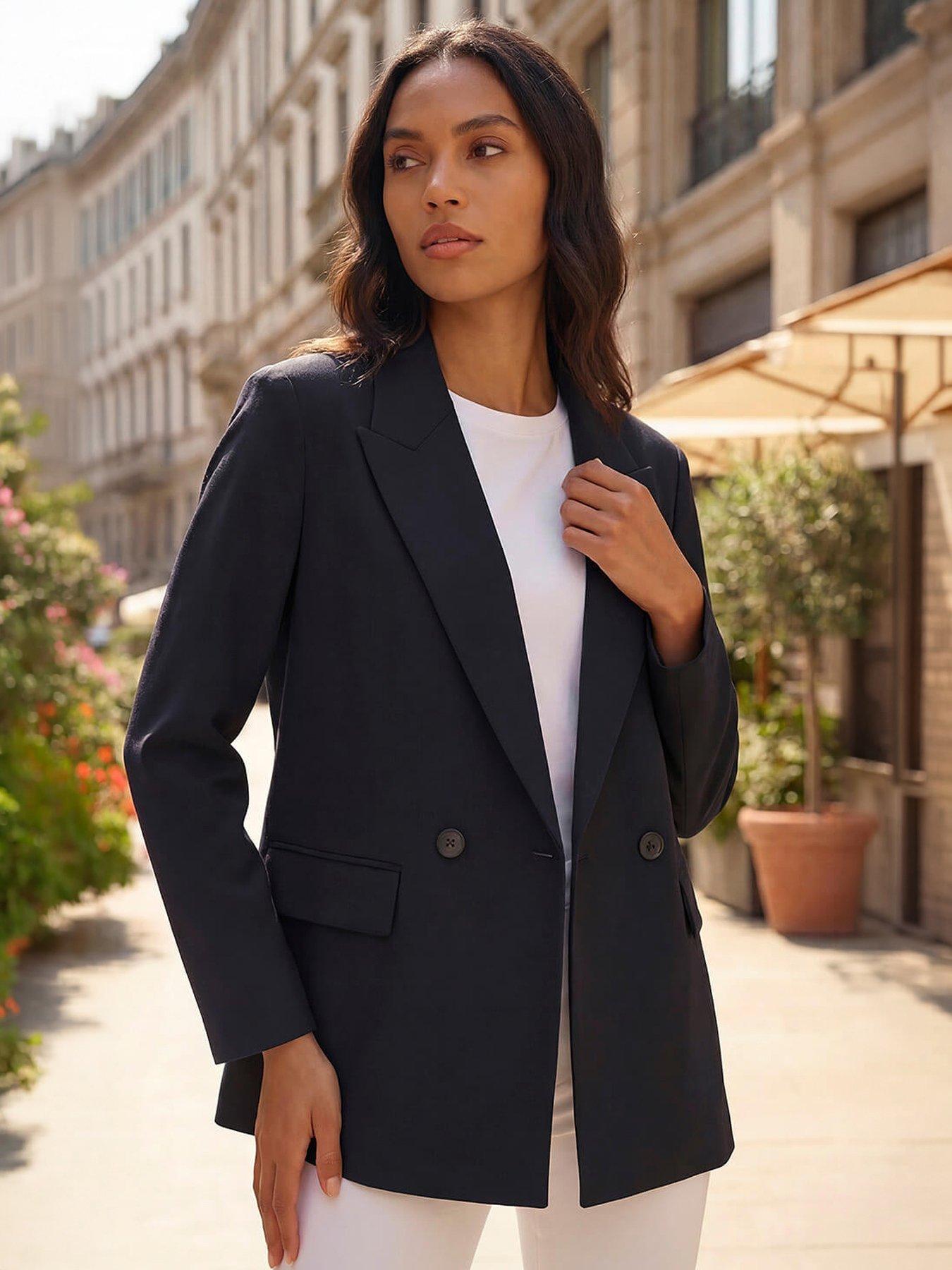 Roman Premium Stretch Ponte Blazer - Black