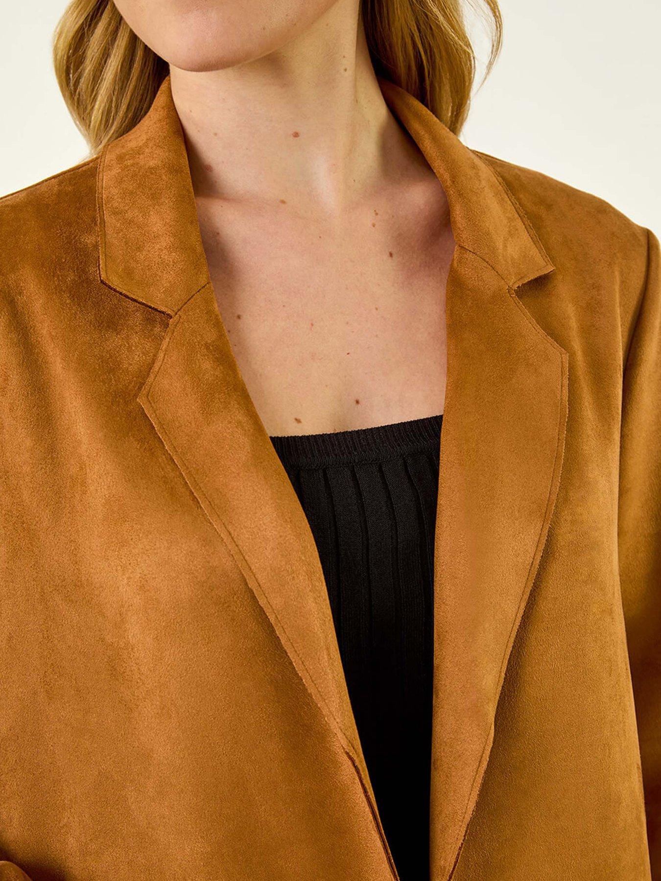  image of roman-suedette-longline-thrown-on-jacket-brown