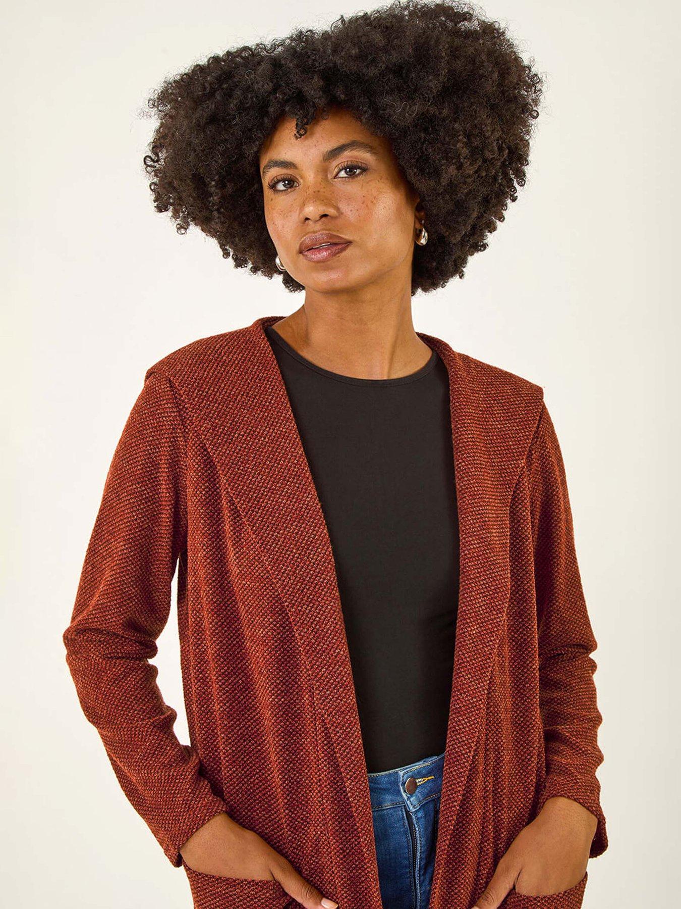 Image 4 of 5 of Roman Longline Hooded Cardigan - Orange