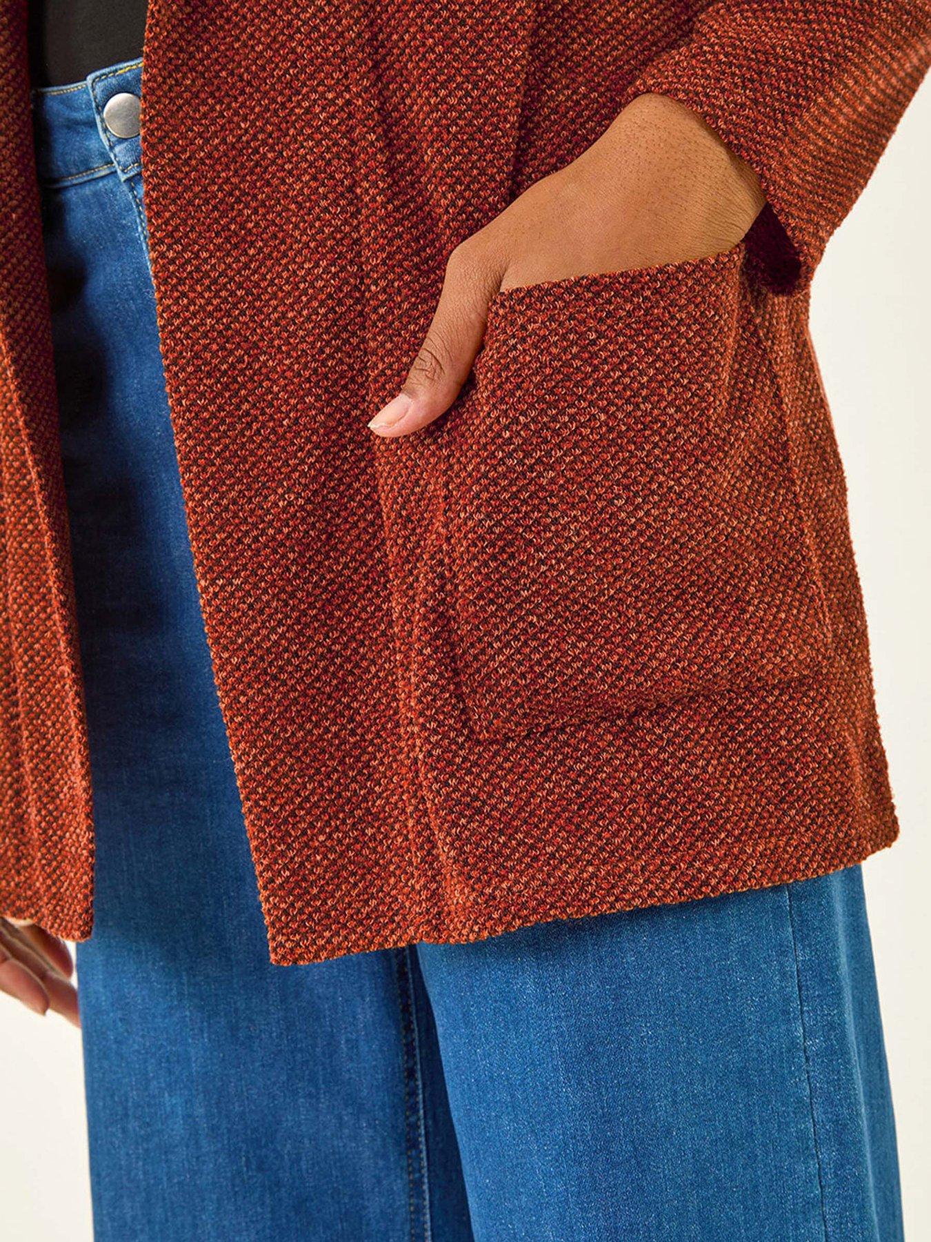 Image 5 of 5 of Roman Longline Hooded Cardigan - Orange