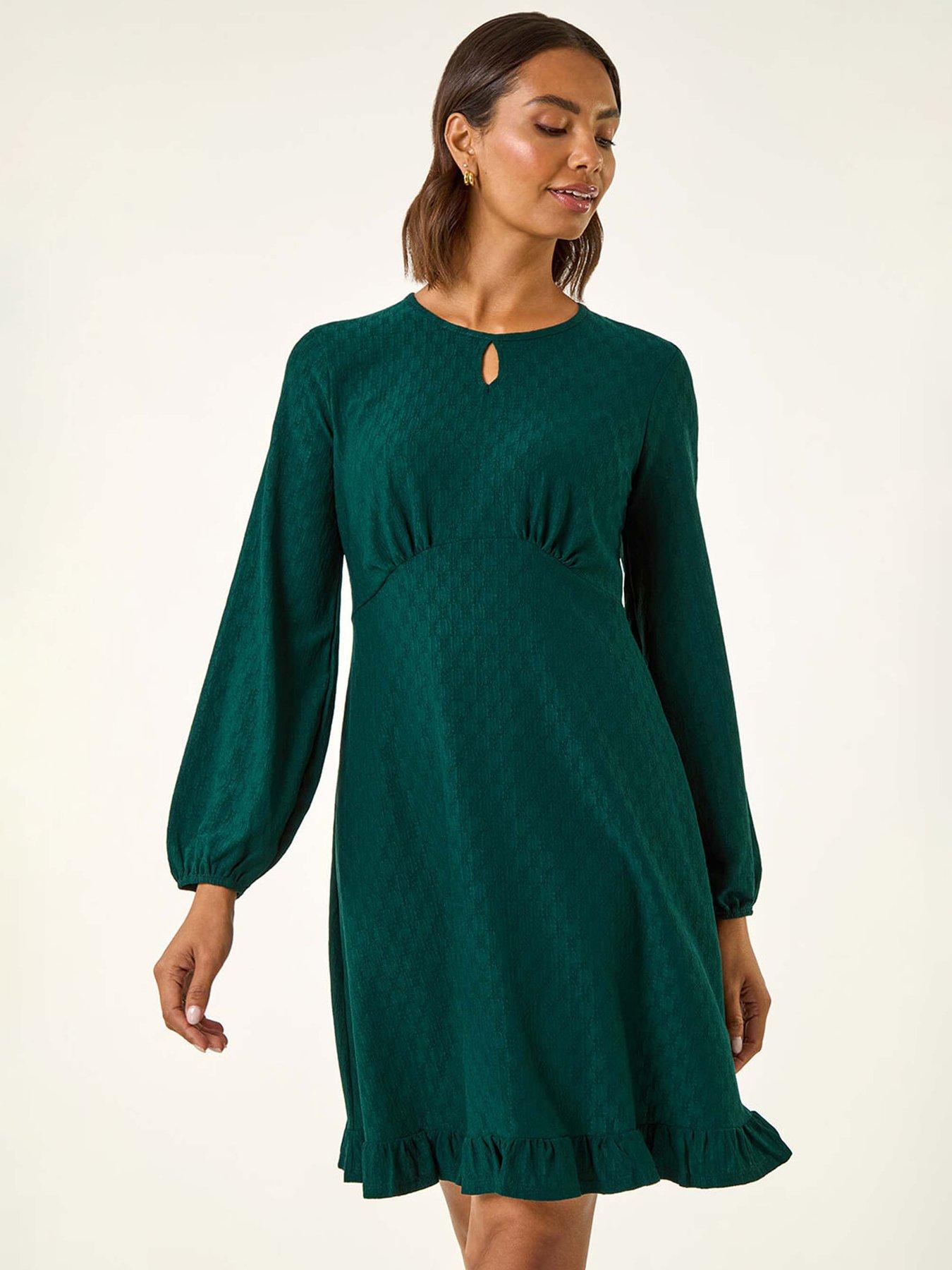 Image 3 of 5 of Roman Textured Spot Keyhole Dress - Blue
