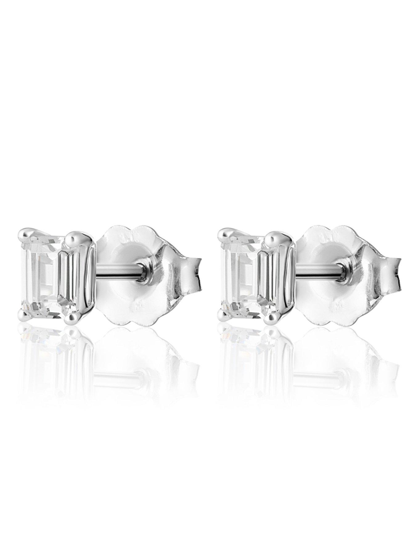 Image 3 of 5 of Love DIAMOND Emerald Cut Studs - Lab Grown Diamonds