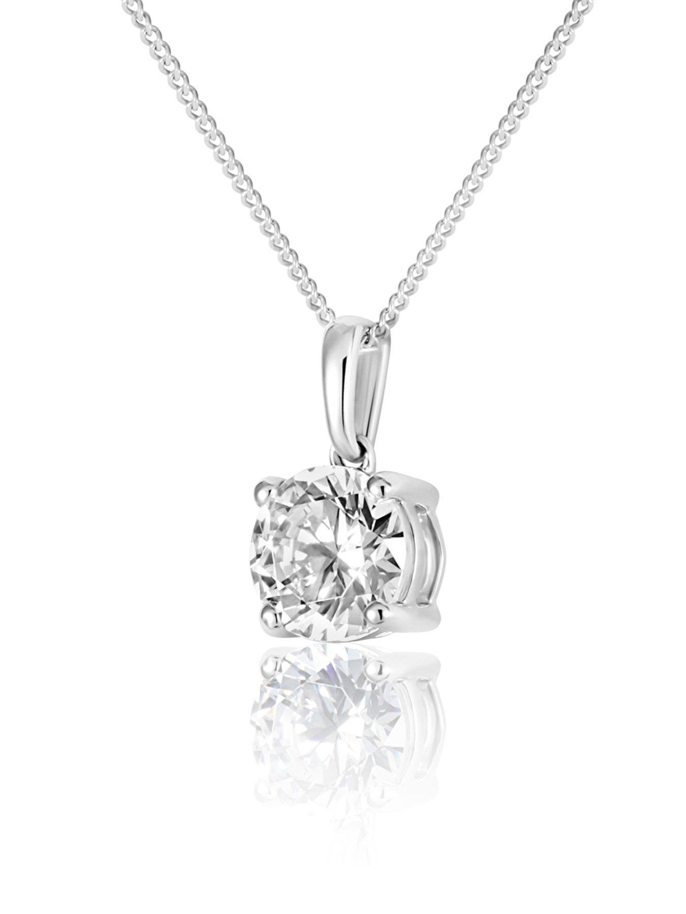  image of love-diamond-100ct-round-brilliant-diamond-solitaire-pendant-lab-grown