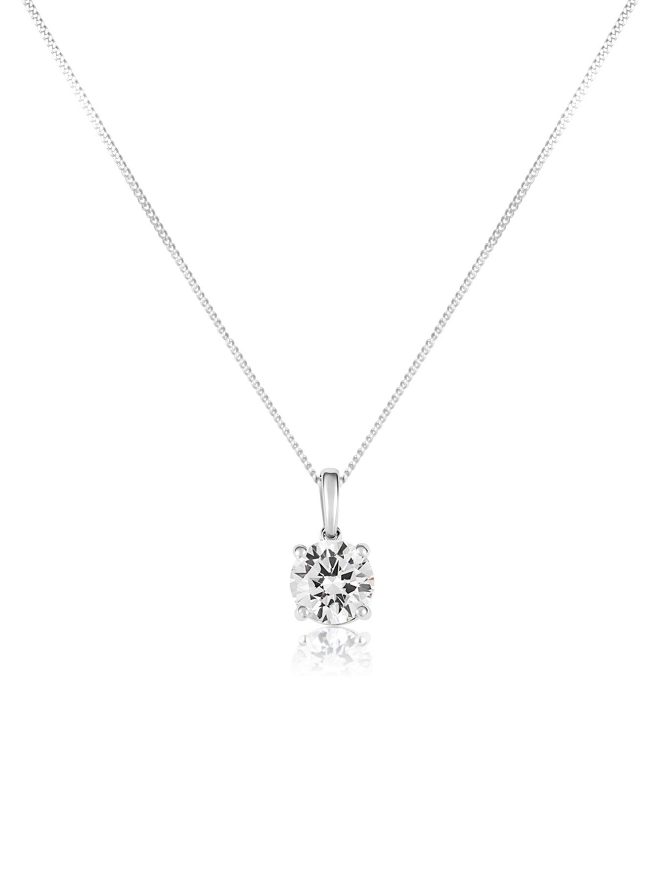  image of love-diamond-100ct-round-brilliant-diamond-solitaire-pendant-lab-grown
