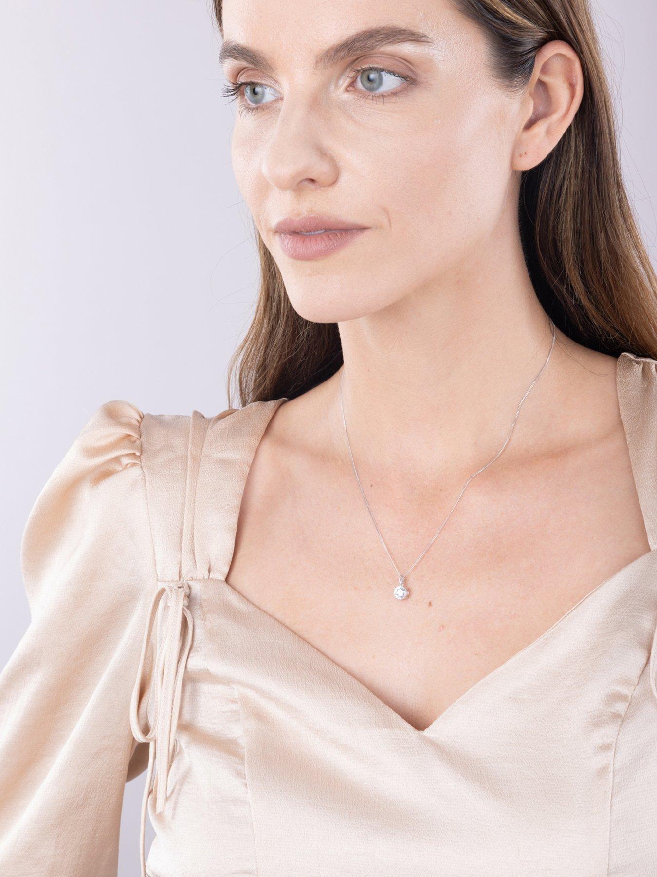  image of love-diamond-100ct-round-brilliant-diamond-solitaire-pendant-lab-grown