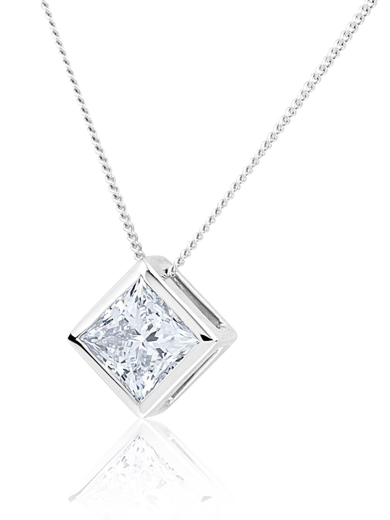 stillFront image of love-diamond-100ct-princess-cut-diamond-slider-pendant-with-chain-lab-grown