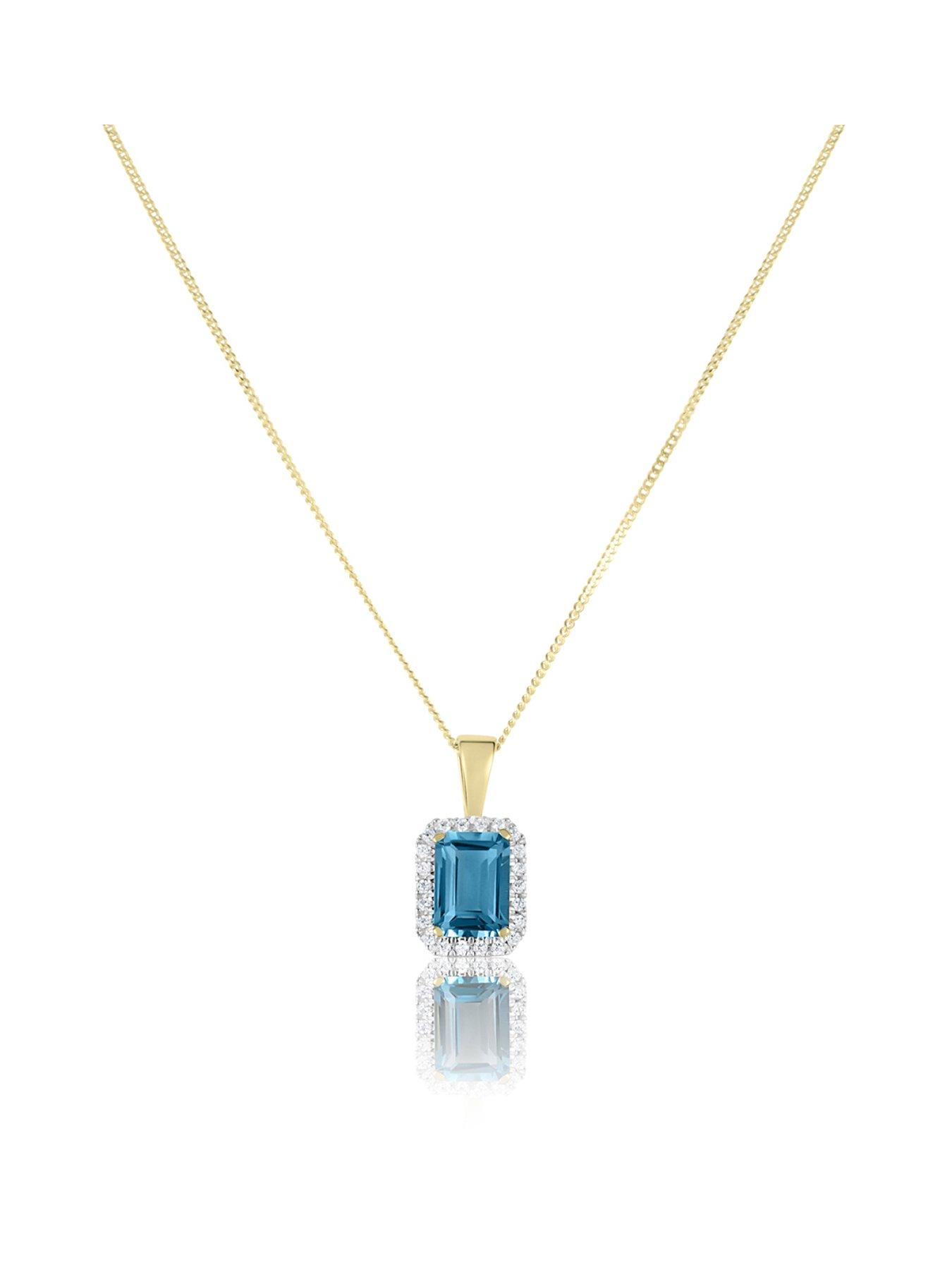 Love DIAMOND SWISS BLUE TOPAZ AND DIAMOND PENDANT