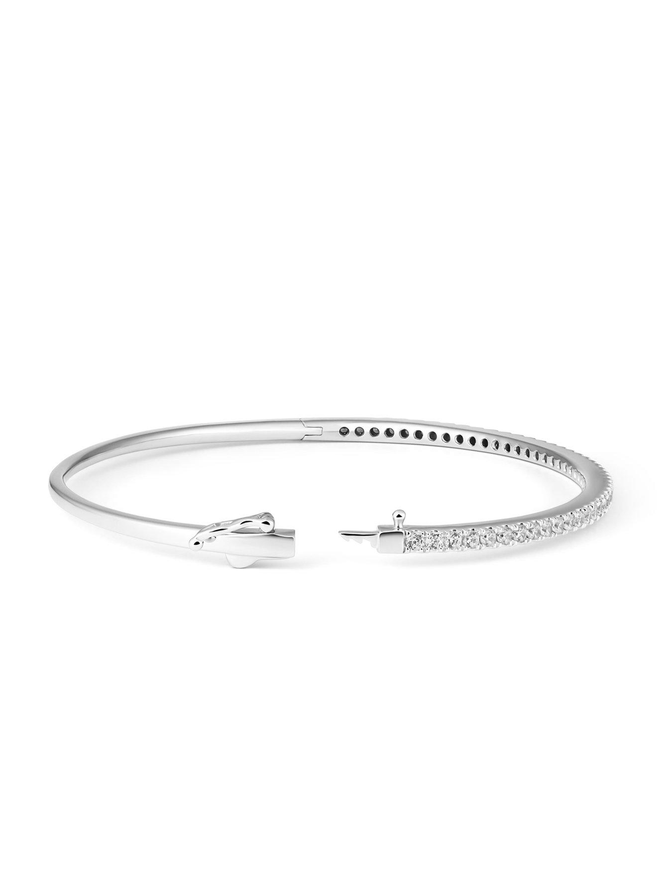 Image 2 of 3 of Love DIAMOND Silver And Lab Grown Bangle - One Colour