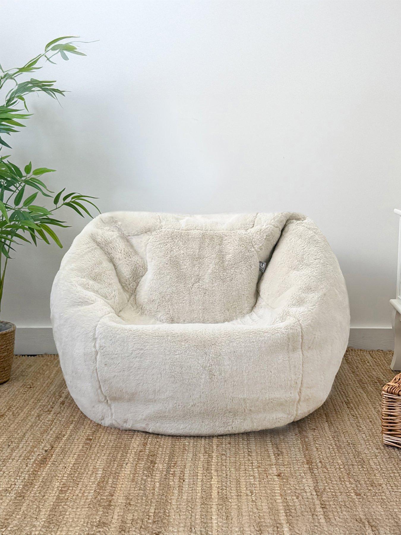 undefined Slouchbag Kids Bean Bag - Faux Fur - Dusky Pink