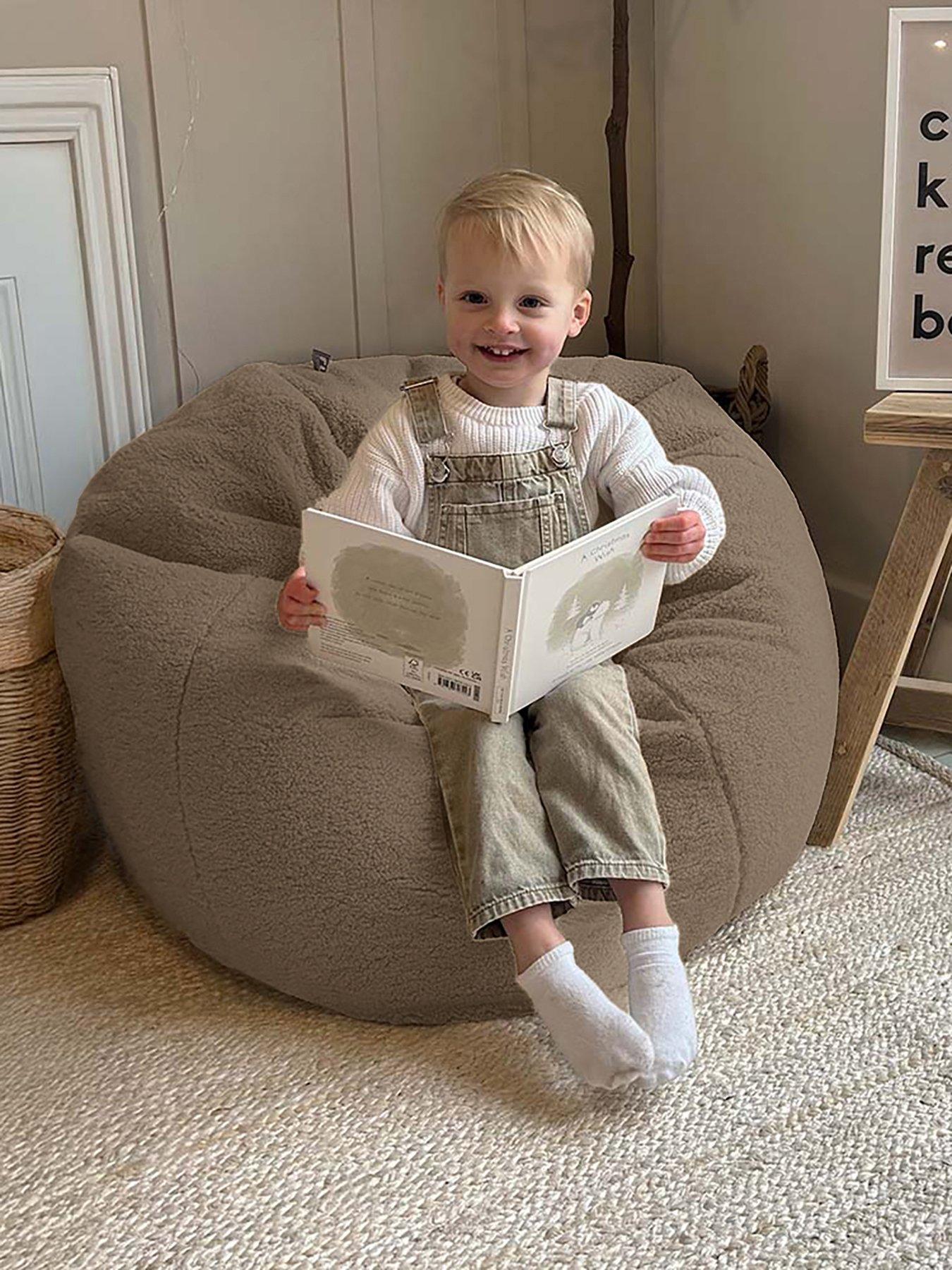 rucomfy Slouchbag Kids Bean Bag - Teddy Fleece - Taupe