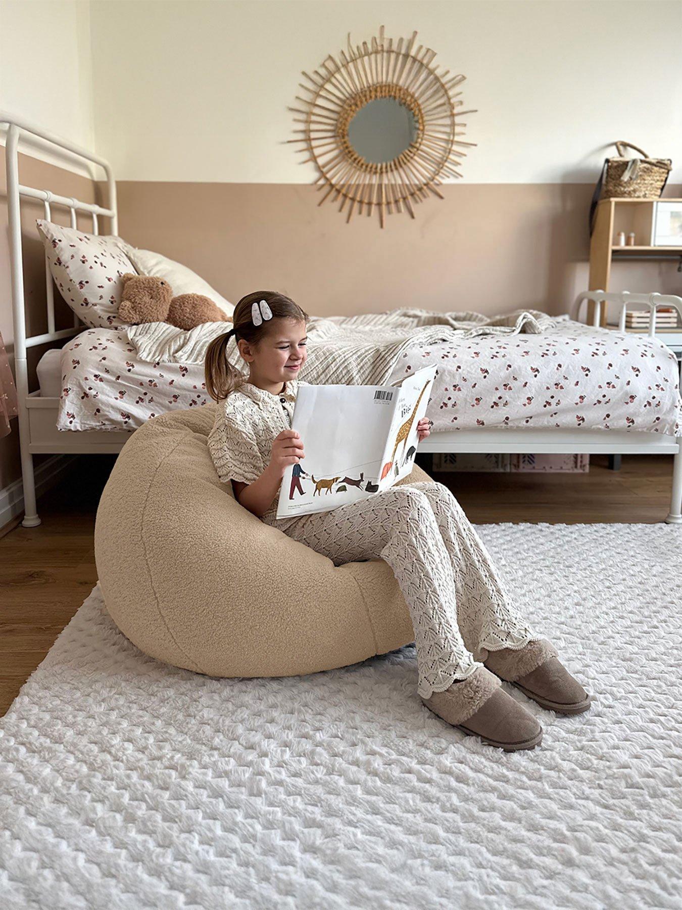 Image 1 of 4 of rucomfy Slouchbag Kids Bean Bag - Teddy Fleece - Taupe