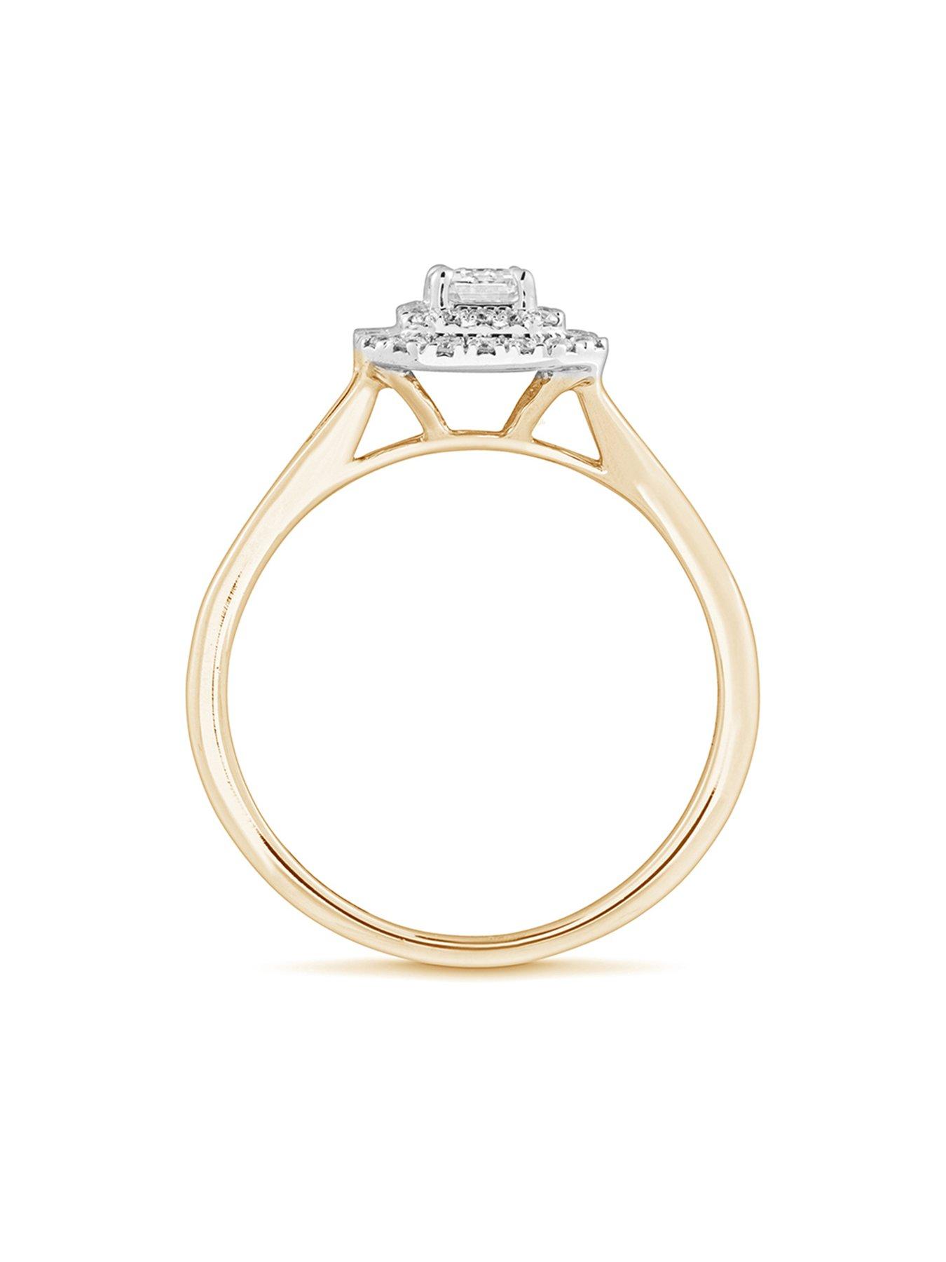 Image 2 of 5 of Love DIAMOND 0.50ct Emerald Cut Diamond Double Halo Ring Lab Grown