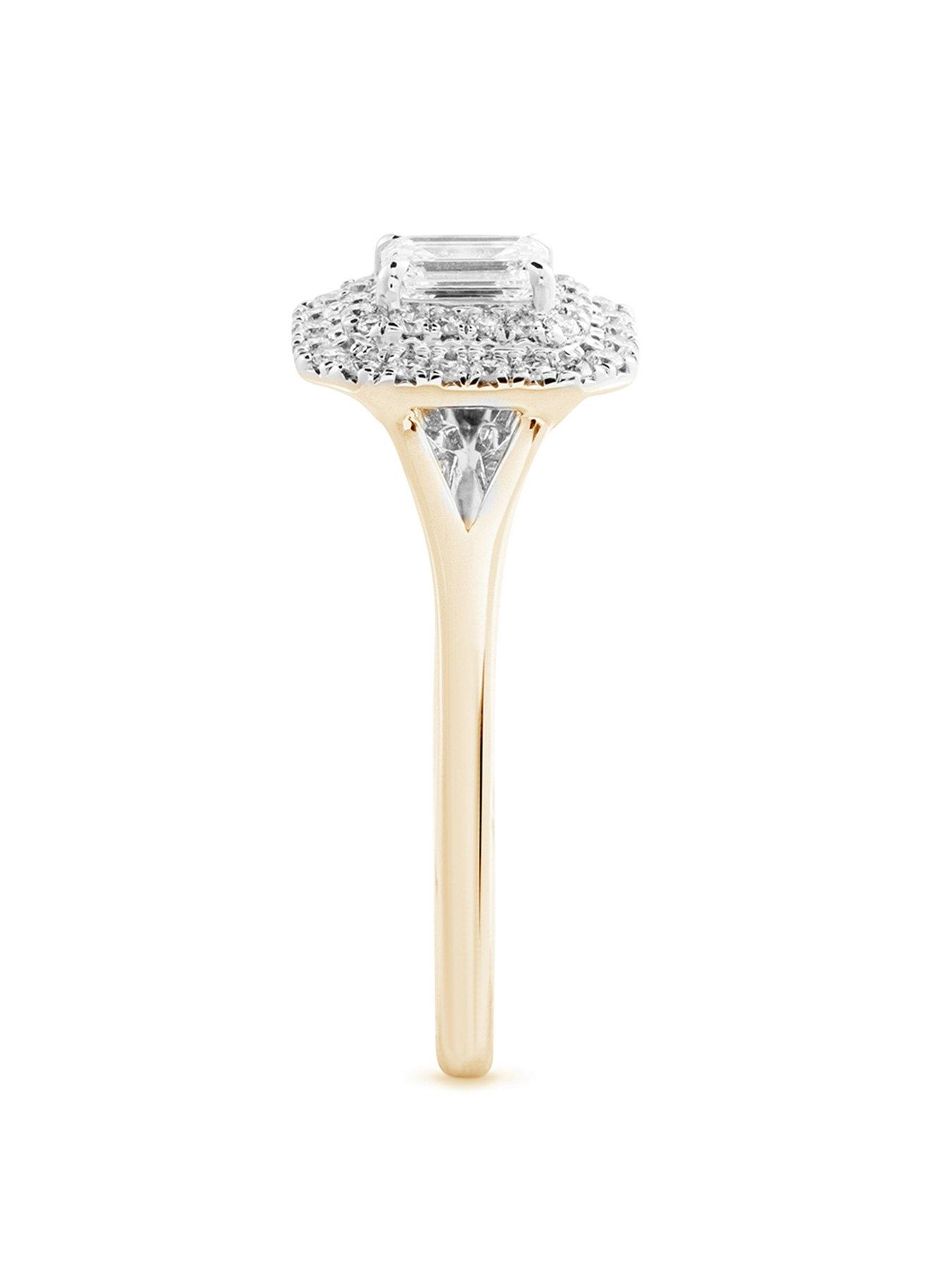 Image 3 of 5 of Love DIAMOND 0.50ct Emerald Cut Diamond Double Halo Ring Lab Grown
