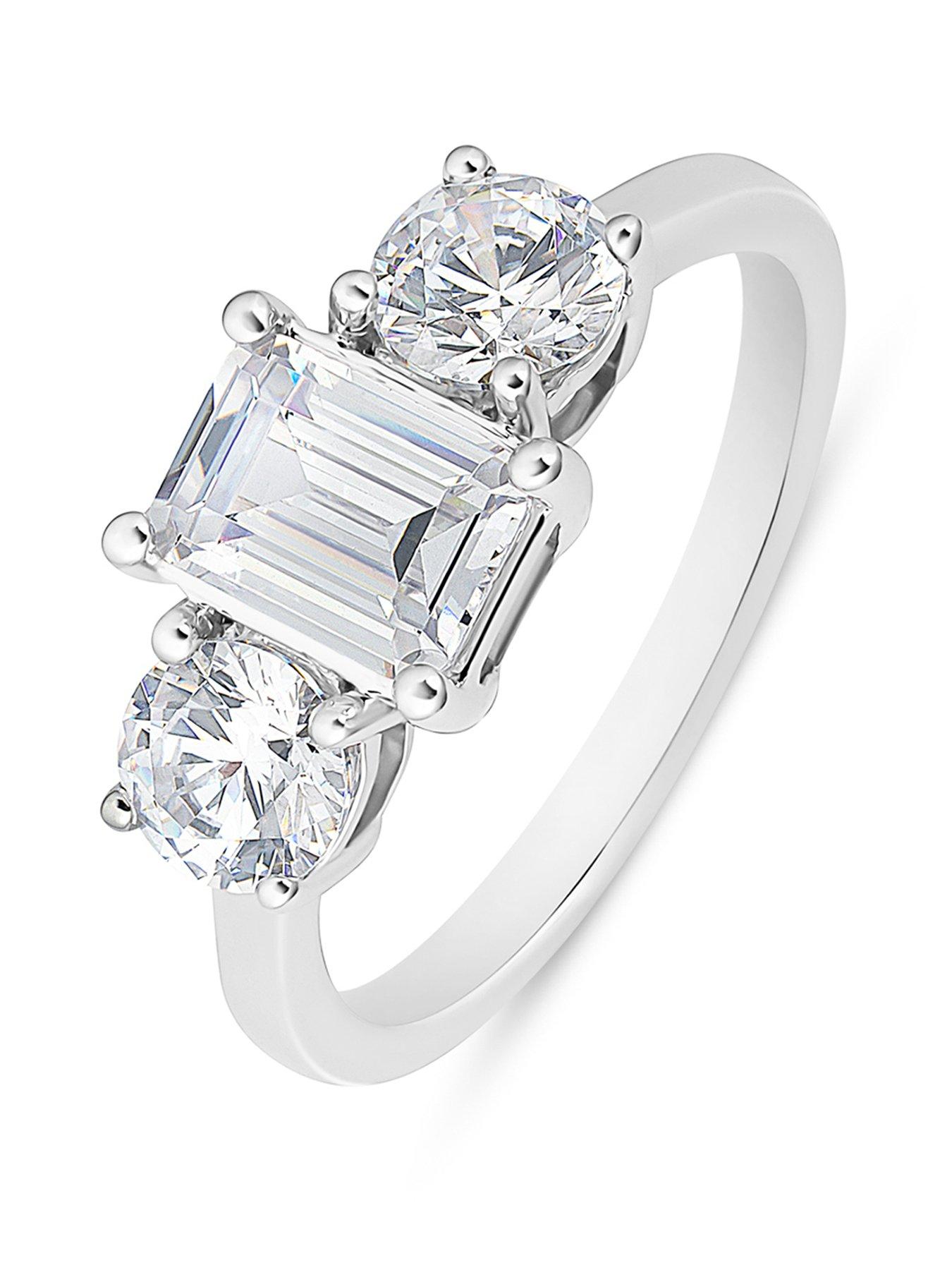 Love DIAMOND 2.50ct Mixed Shape Trilogy Diamond Ring (Emerald  &  Round Cuts) Lab Grown