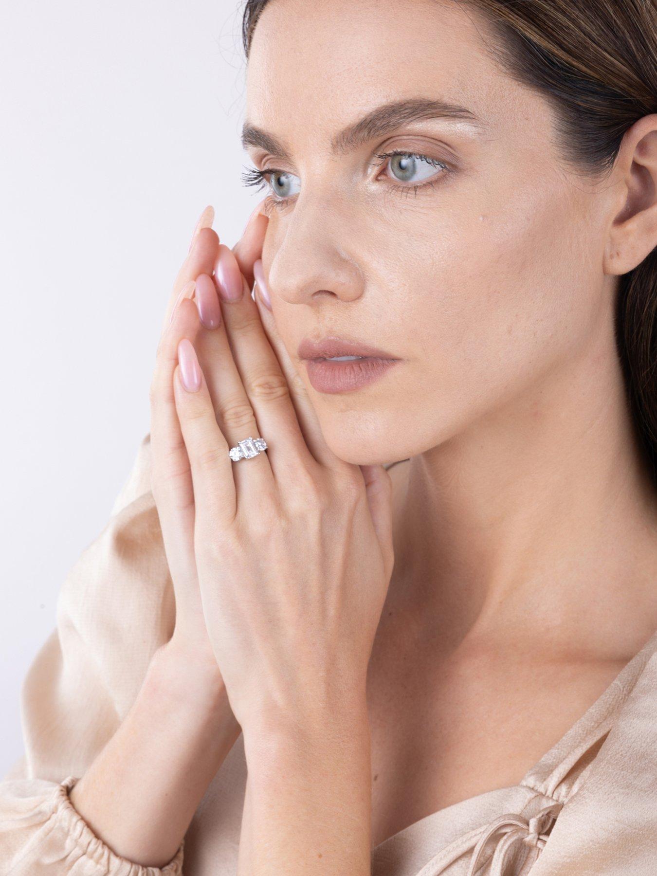  image of love-diamond-250ct-mixed-shape-trilogy-diamond-ring-emerald-amp-round-cuts-lab-grown