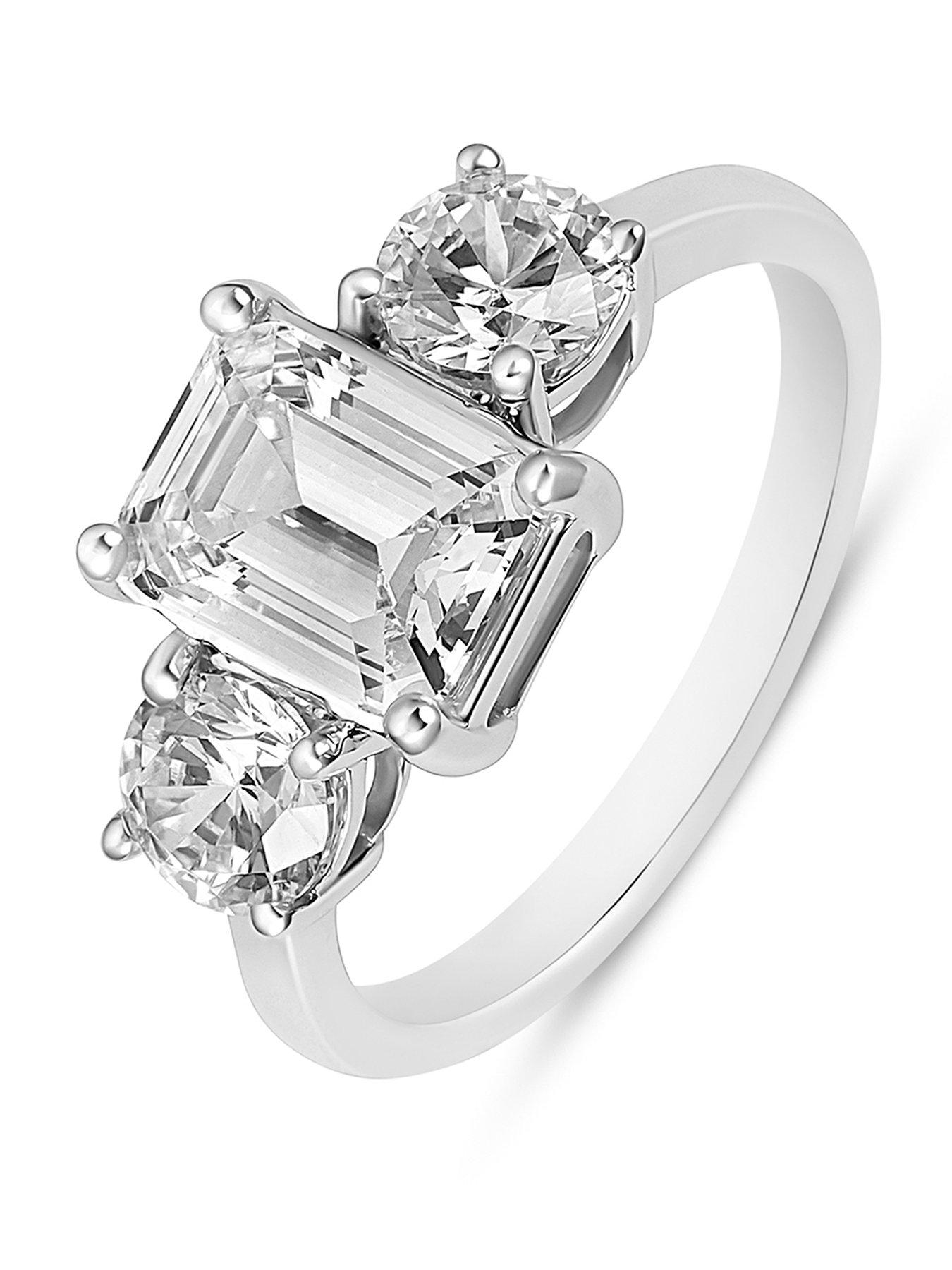 Love DIAMOND 3.50ct Mixed Shape Trilogy Diamond Ring (Emerald  &  Round Cuts) Lab Grown