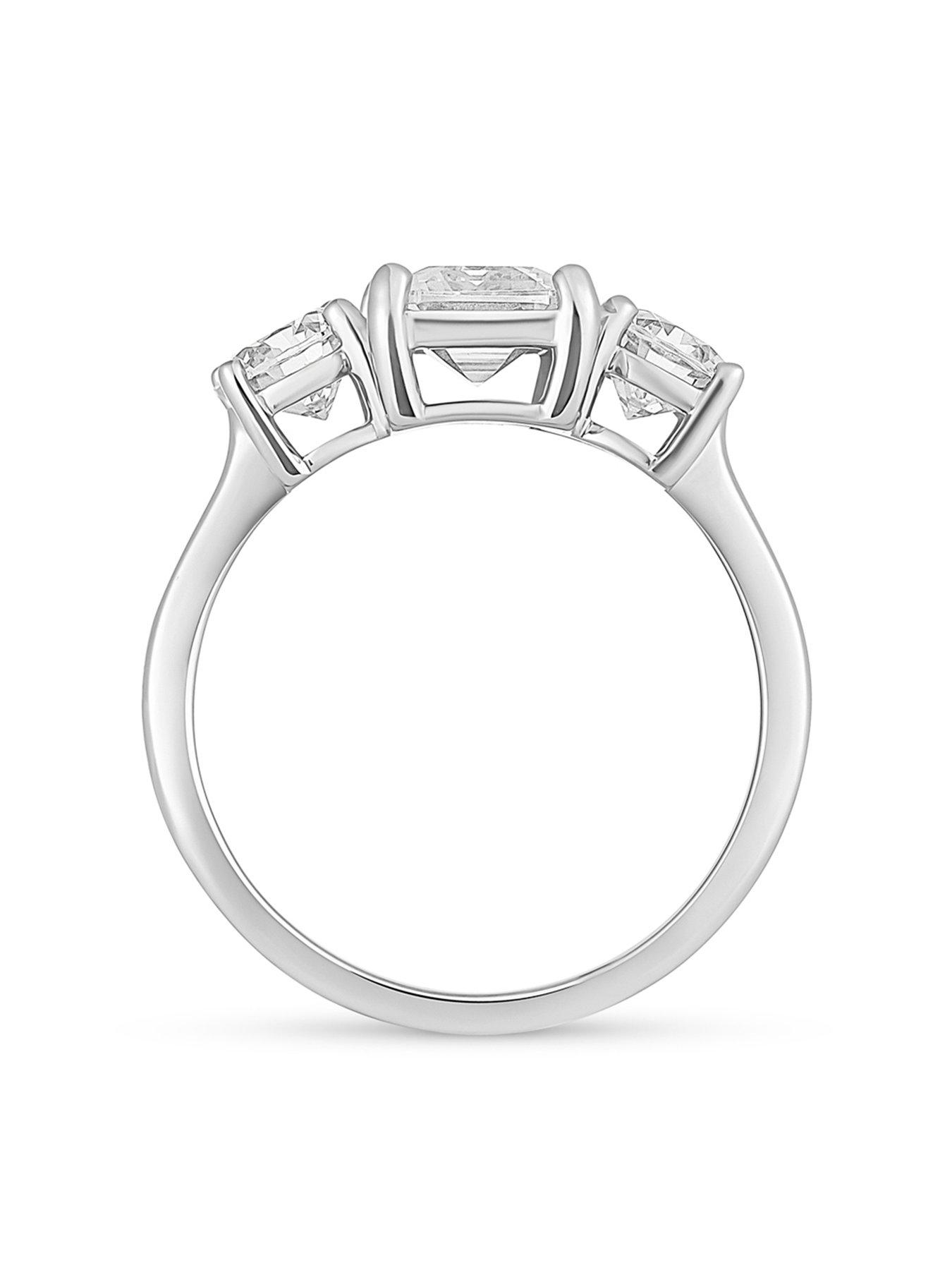 Image 2 of 5 of Love DIAMOND 3.50ct Mixed Shape Trilogy Diamond Ring (Emerald &amp; Round Cuts) Lab Grown