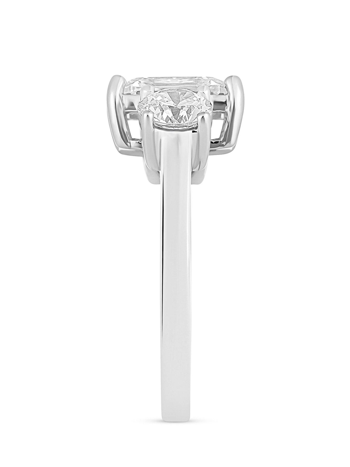 Image 3 of 5 of Love DIAMOND 3.50ct Mixed Shape Trilogy Diamond Ring (Emerald &amp; Round Cuts) Lab Grown