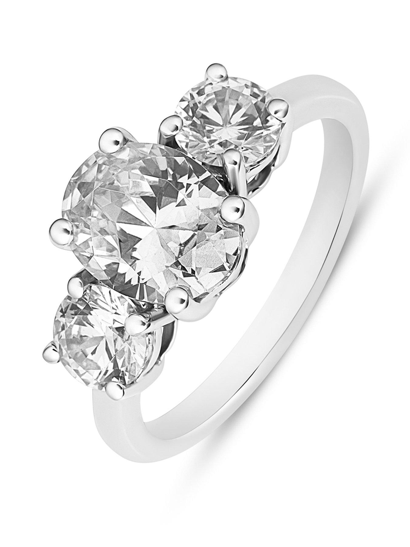 Image 1 of 5 of Love DIAMOND 2.50ct Mixed Shape Trilogy Diamond Ring (Oval &amp; Round Cuts) Lab Grown