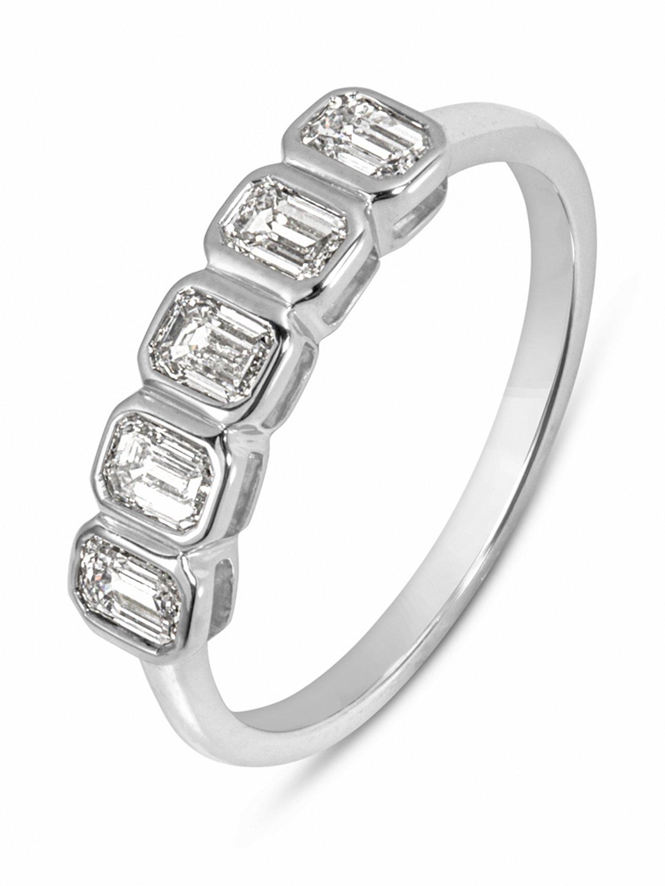 Love DIAMOND 0.50ct Emerald Cut Diamond Five Stone Ring Lab Grown