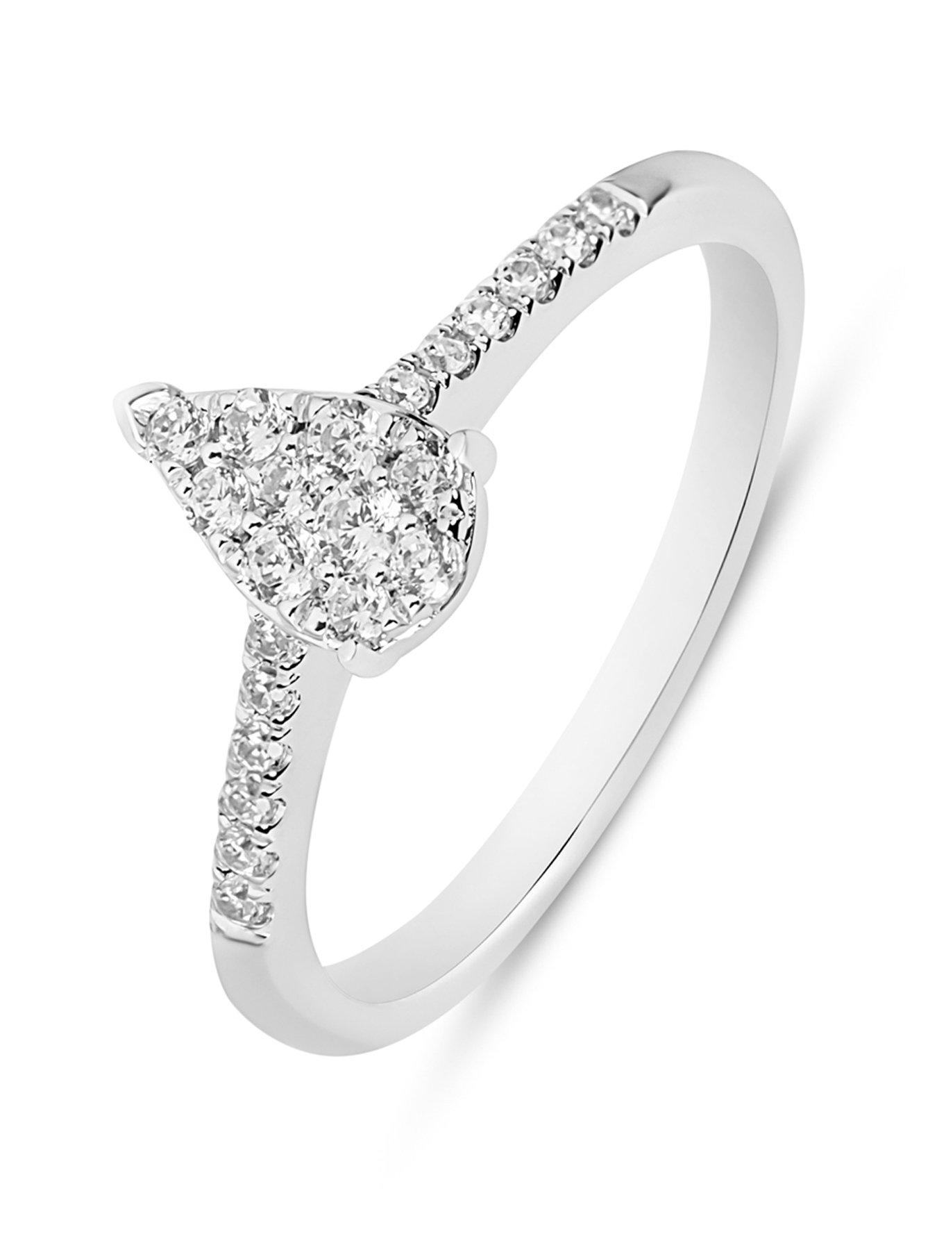  image of love-diamond-025ct-natural-diamond-pear-cluster-ring-with-microset-shoulders