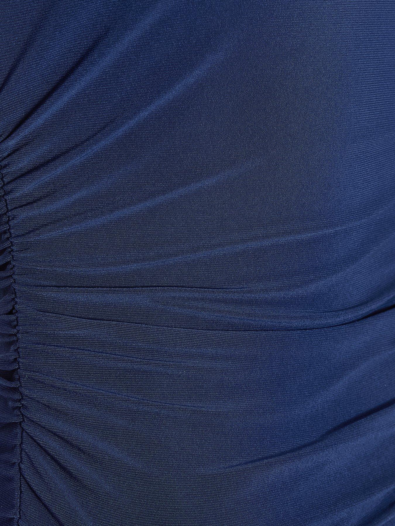Image 6 of 6 of Quiz Petite Navy Gold Buckle Midaxi Dress