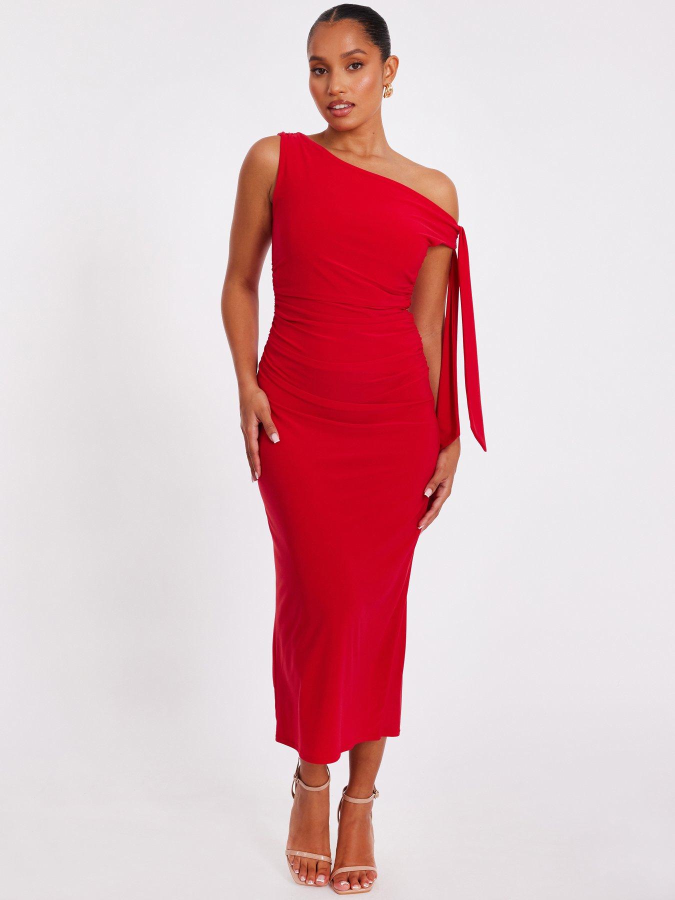 undefined Petite Red Asymmetric Midaxi Dress