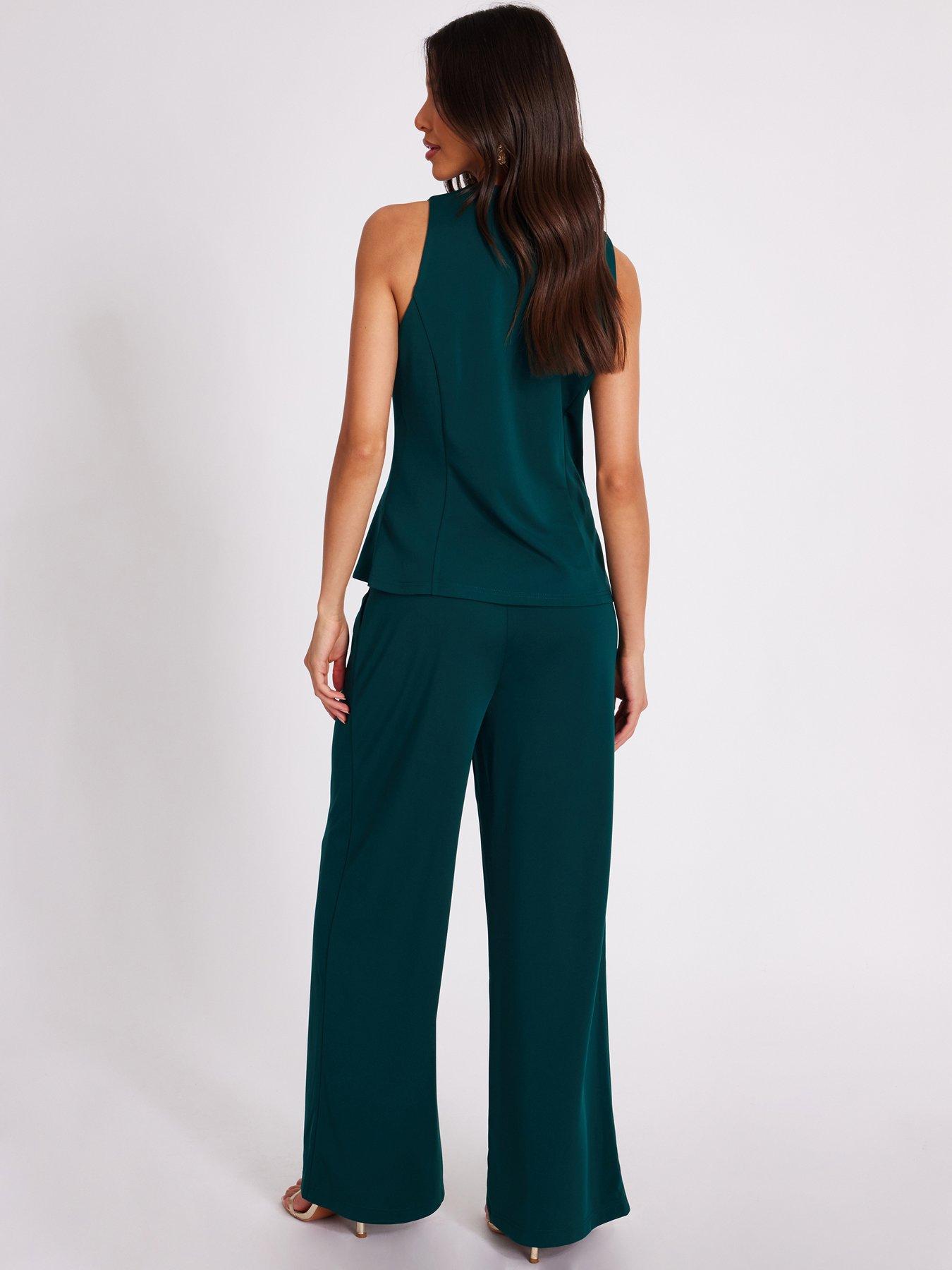 Image 2 of 6 of Quiz Bottle Green Button Front Waistcoat