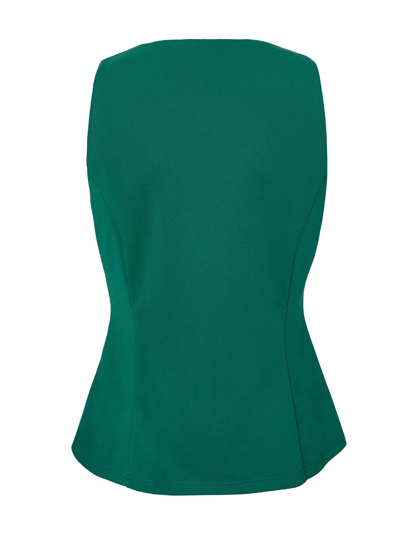 Image 5 of 6 of Quiz Petite Bottle Green Button Front Waistcoat