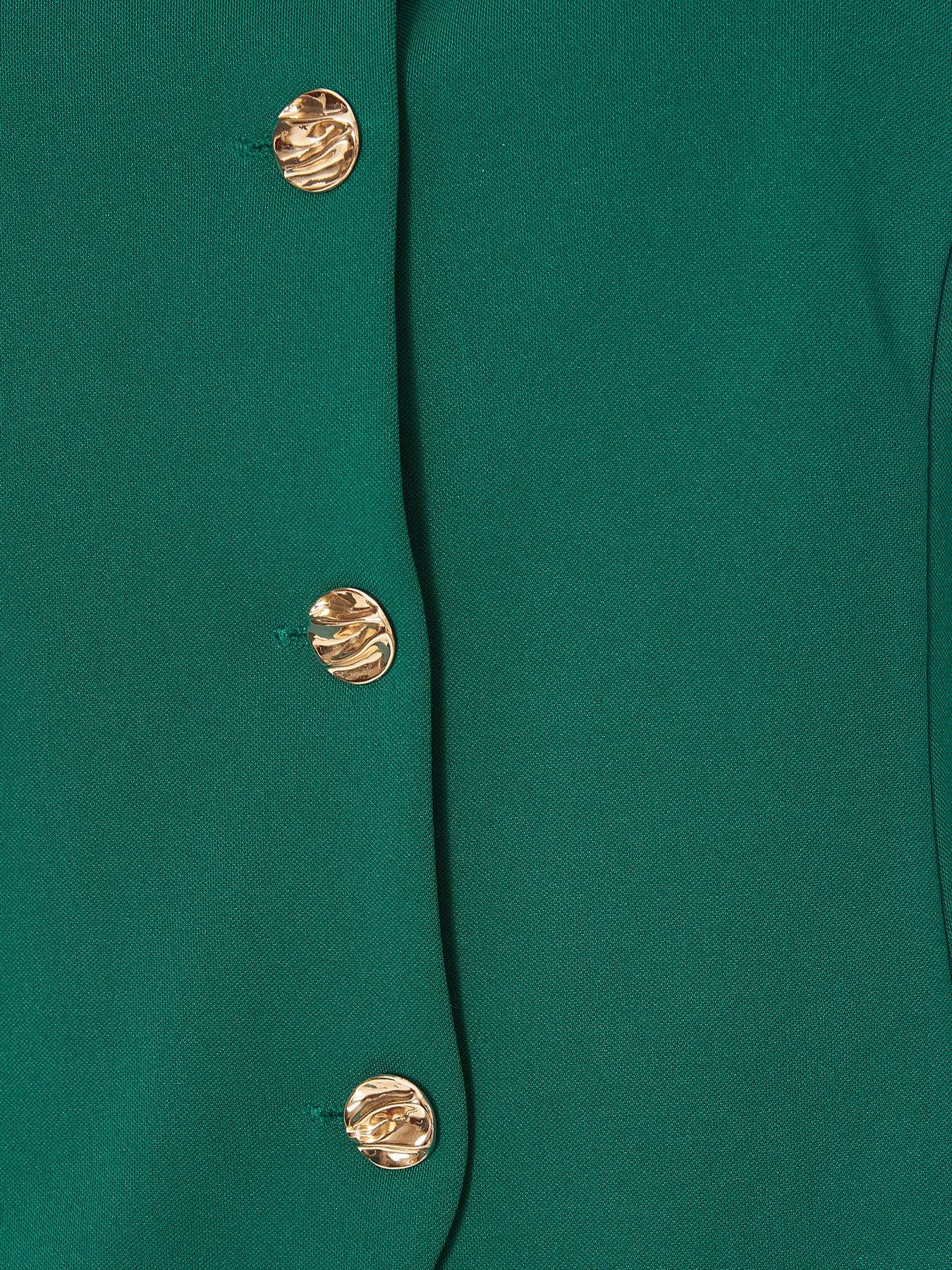 Image 6 of 6 of Quiz Petite Bottle Green Button Front Waistcoat