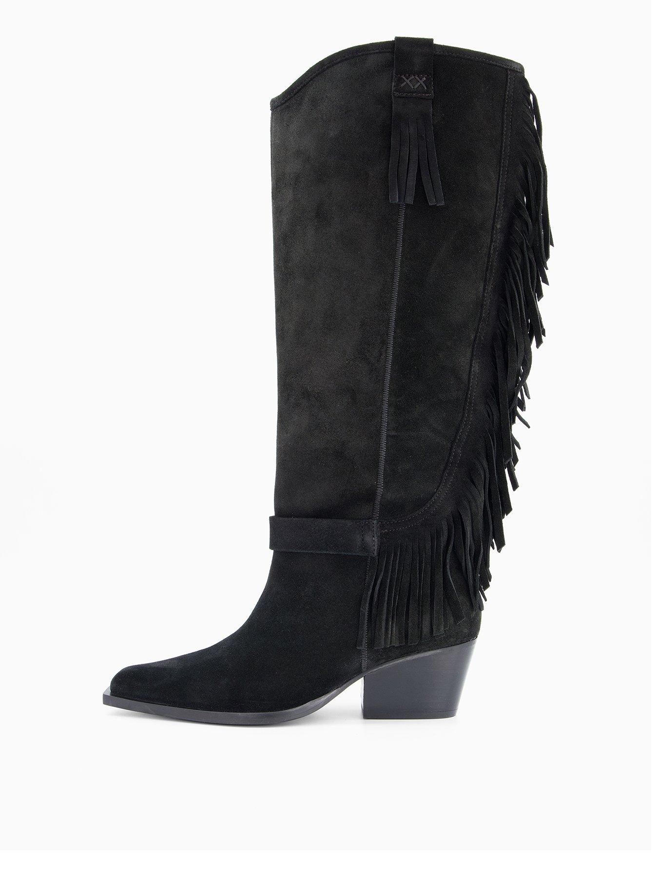 FREE PEOPLE Faith Fringe Western Boot - Black