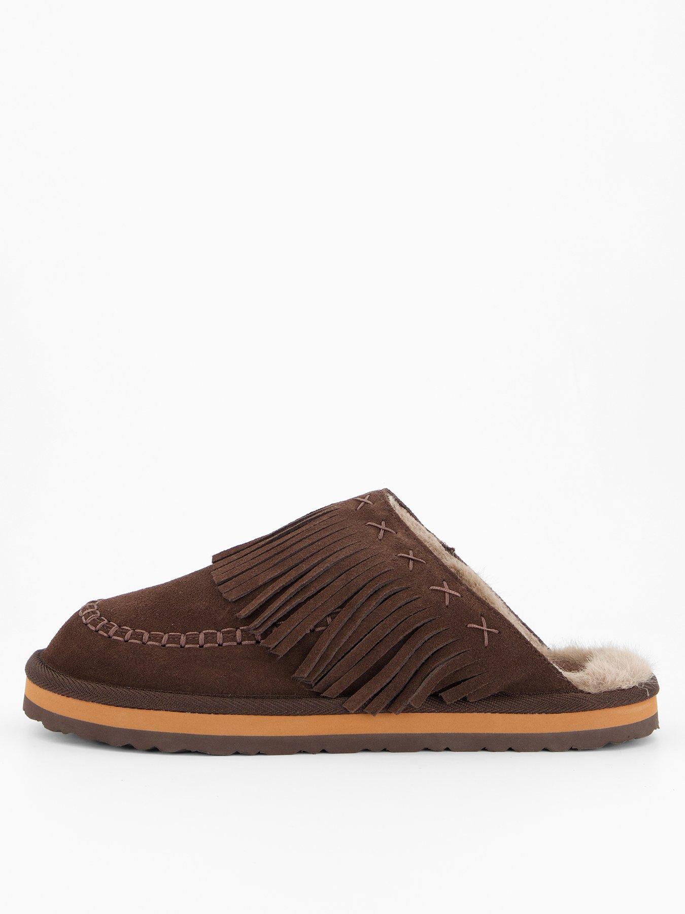 FREE PEOPLE Fallon Fringe Mule - Dark Brown
