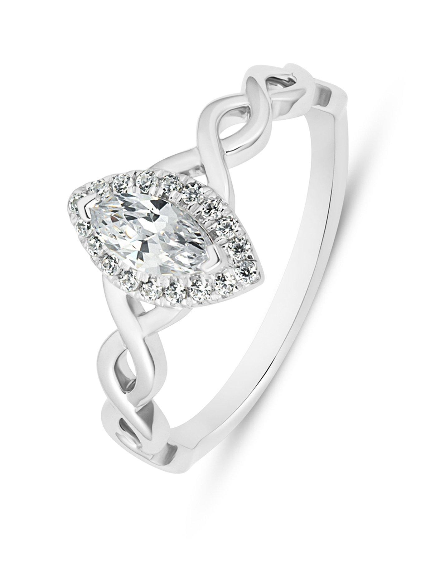  image of love-diamond-035ct-marquise-cut-diamond-halo-twist-ring-lab-grown