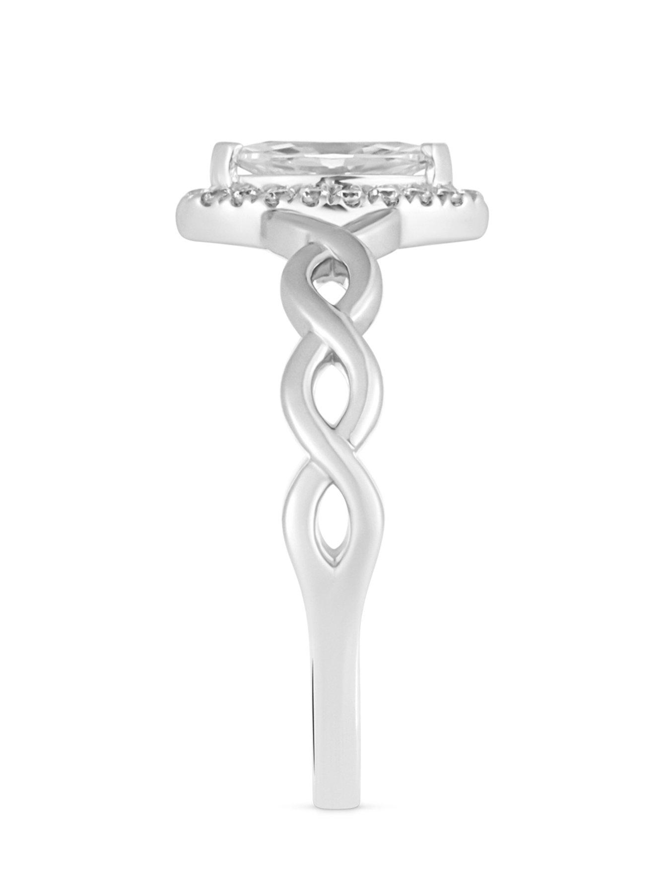 image of love-diamond-035ct-marquise-cut-diamond-halo-twist-ring-lab-grown