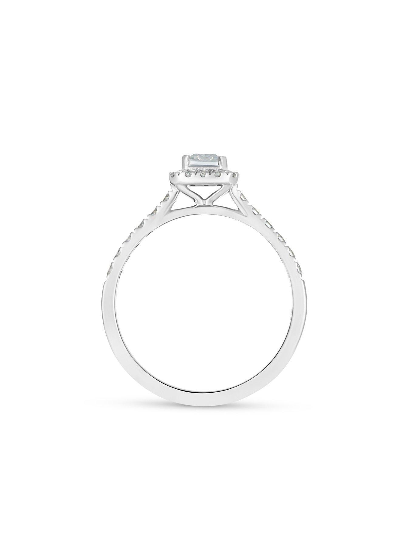Image 2 of 5 of Love DIAMOND Emerald Cut Haloand Shoulders Solitaire - One Colour
