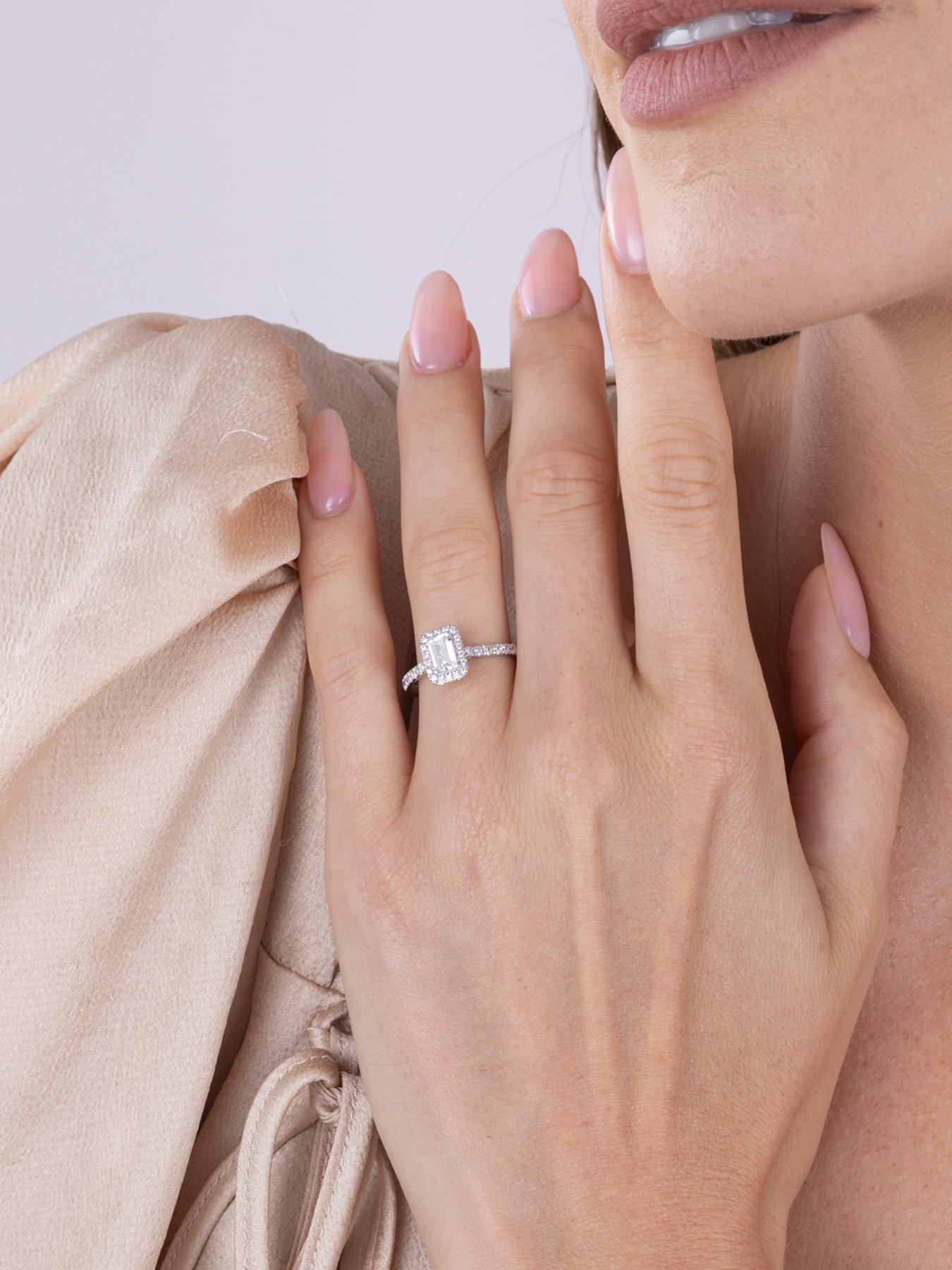 Image 5 of 5 of Love DIAMOND Emerald Cut Haloand Shoulders Solitaire - One Colour