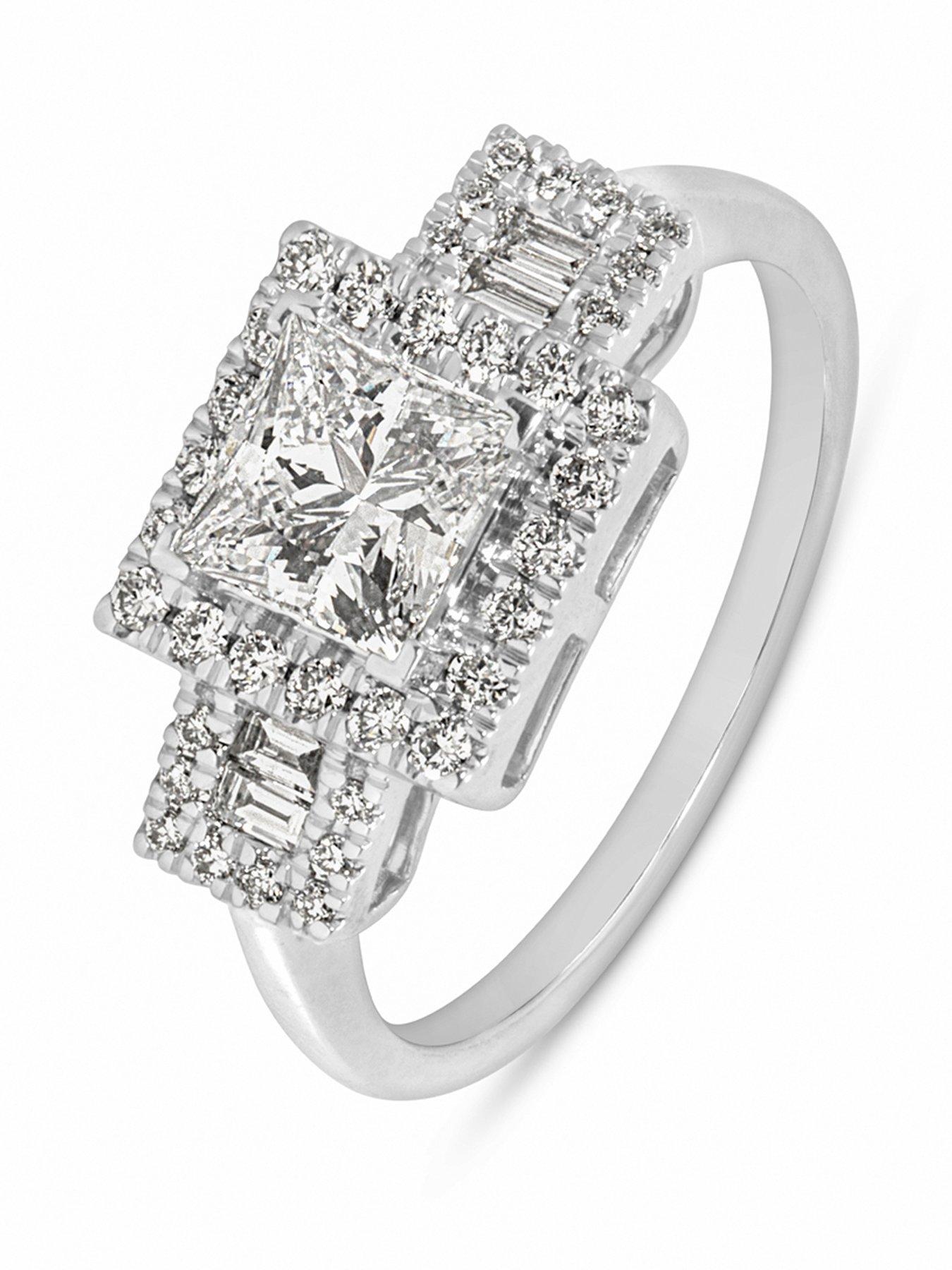 Love DIAMOND 1.30ct Princess Cut Diamond Trilogy Cluster Ring Lab Grown