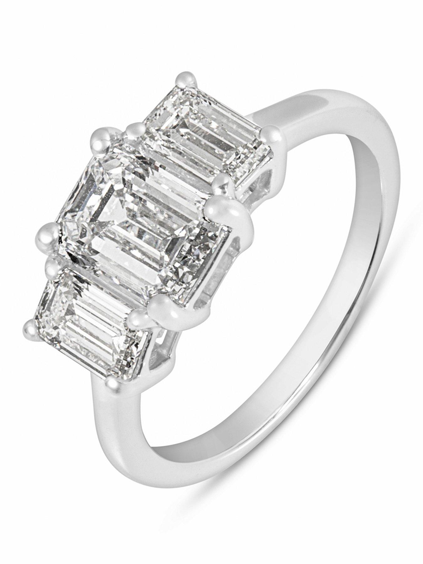 Love DIAMOND Emerald Cut Trilogy Ring - Lab Grown