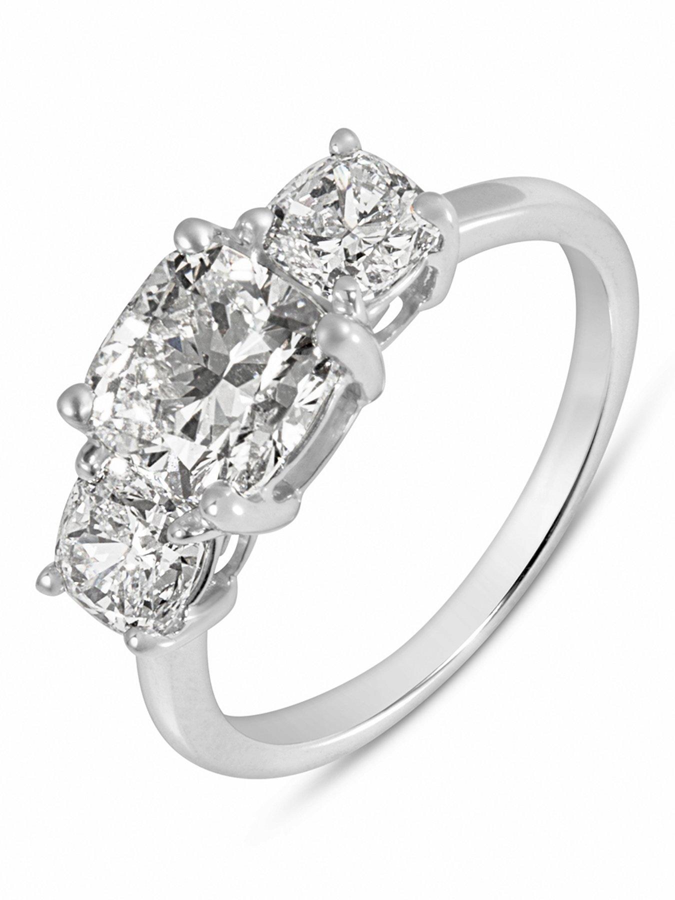 Love DIAMOND 2.50ct Cushion Cut Trilogy Diamond Ring Lab Grown